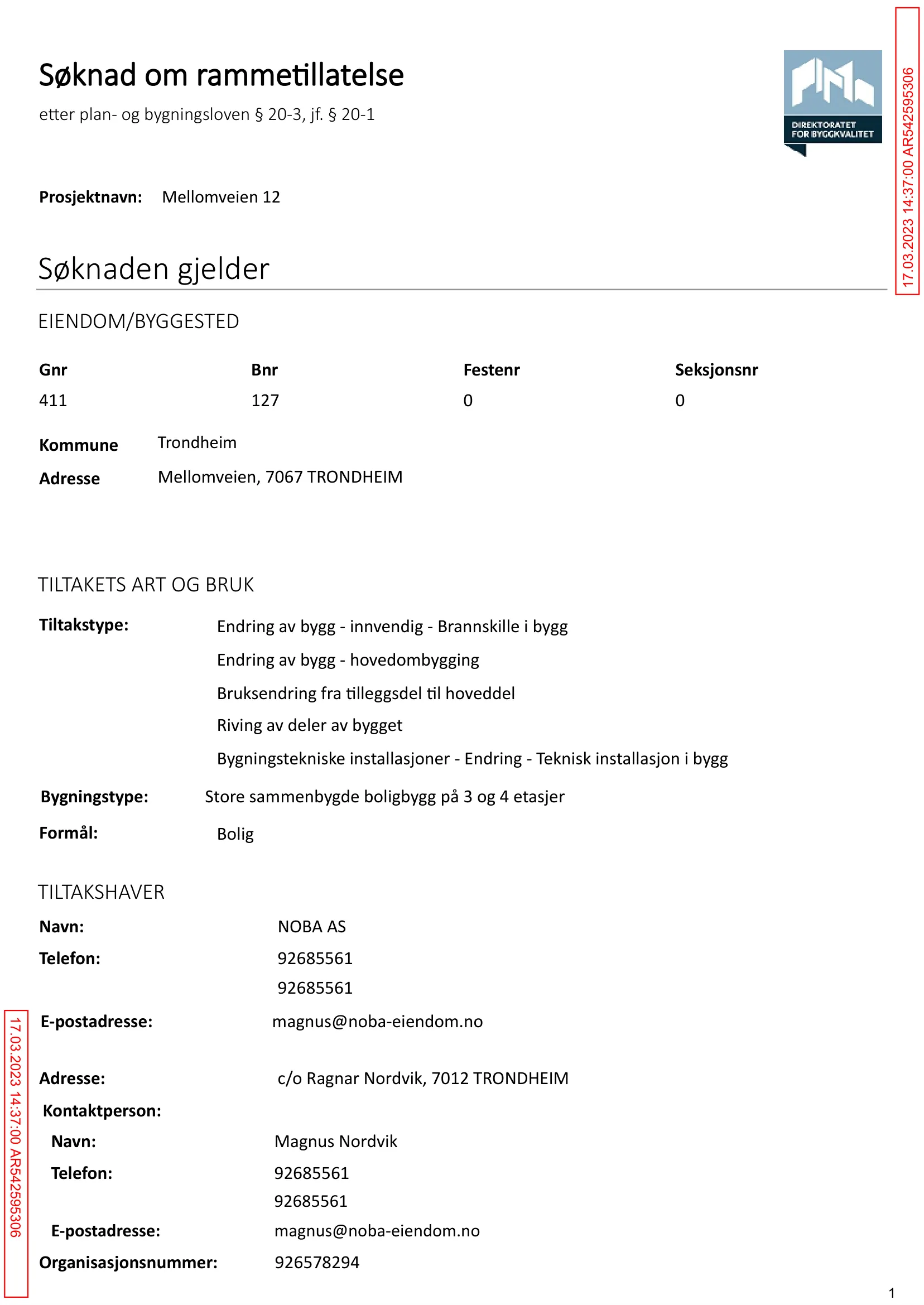 Søknad om rammetillatelse