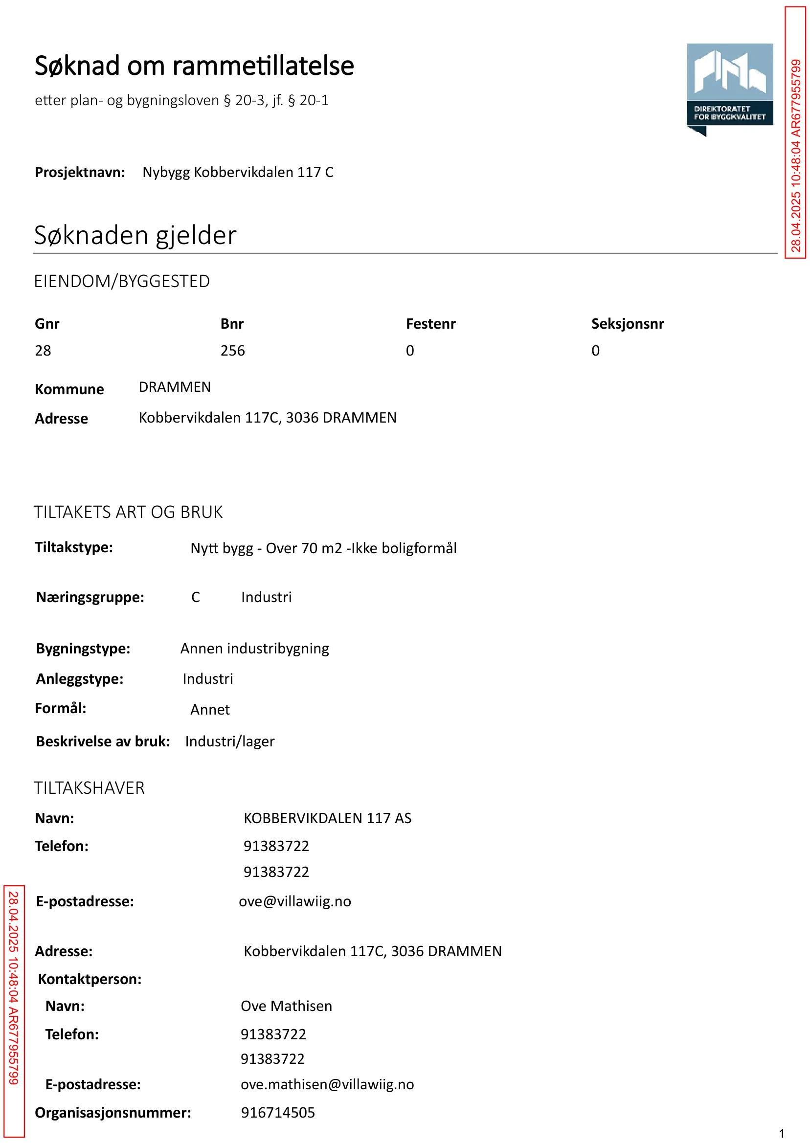 Søknad om rammetillatelse