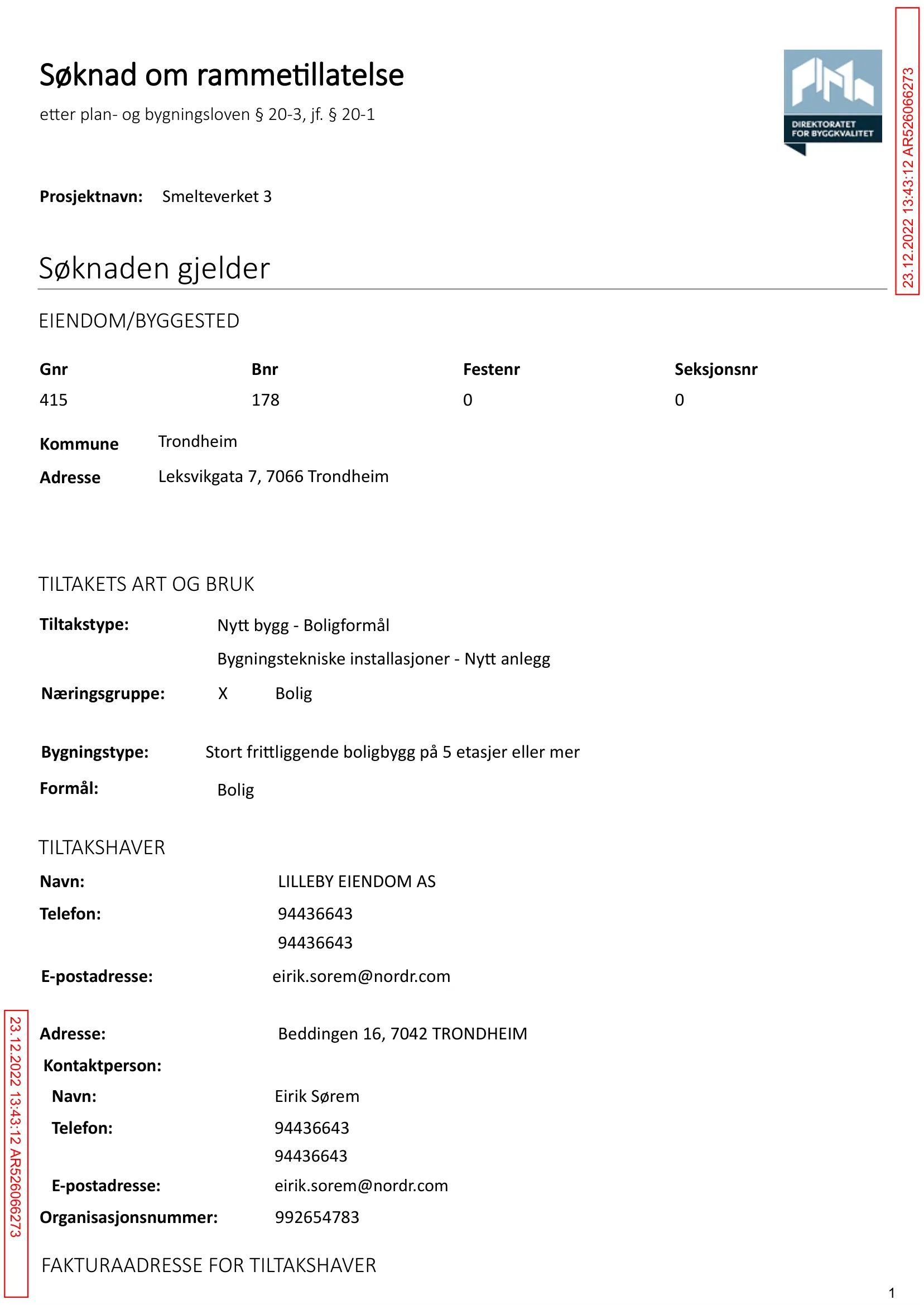 Søknad om rammetillatelse