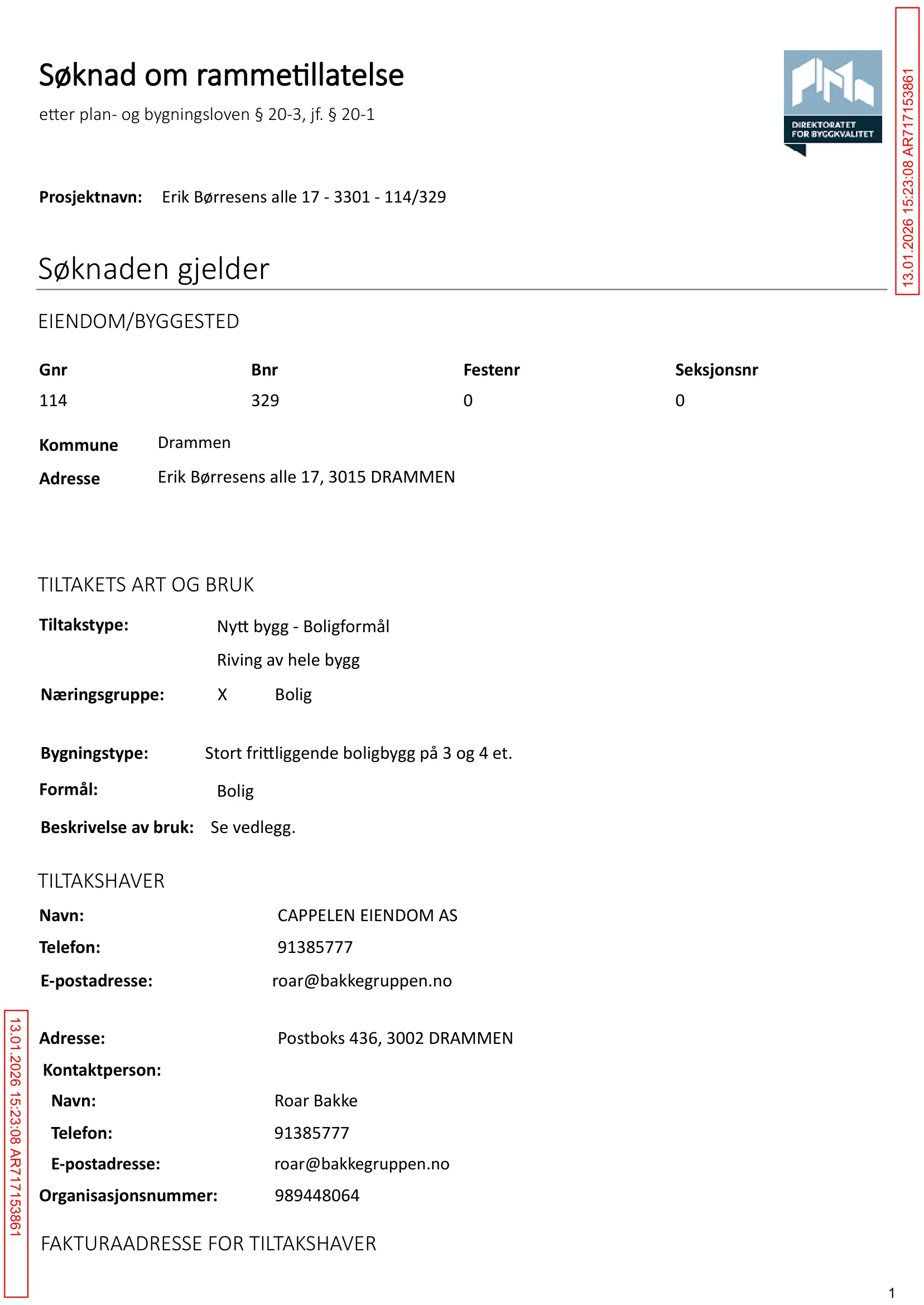 Søknad om rammetillatelse