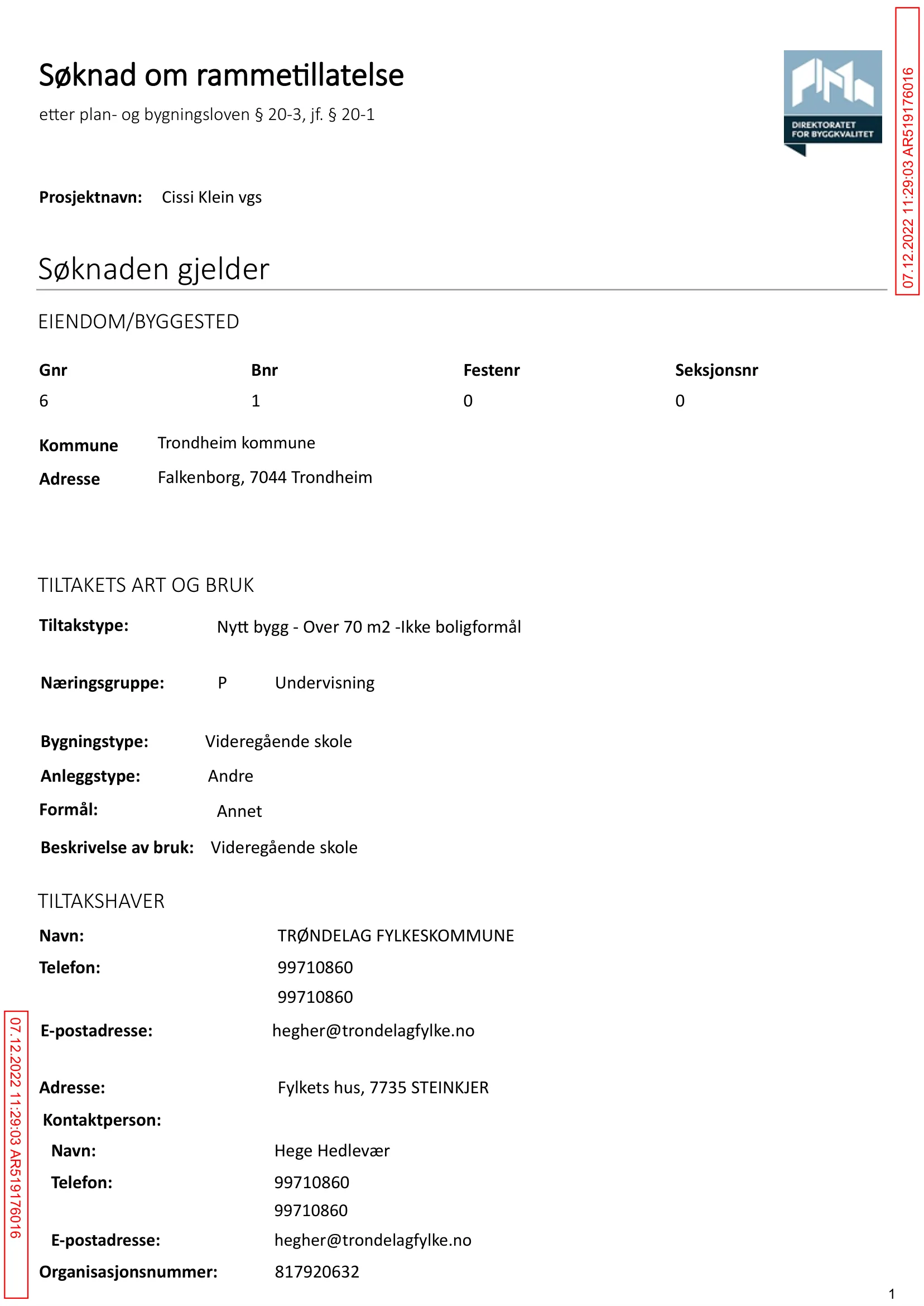 Søknad om rammetillatelse