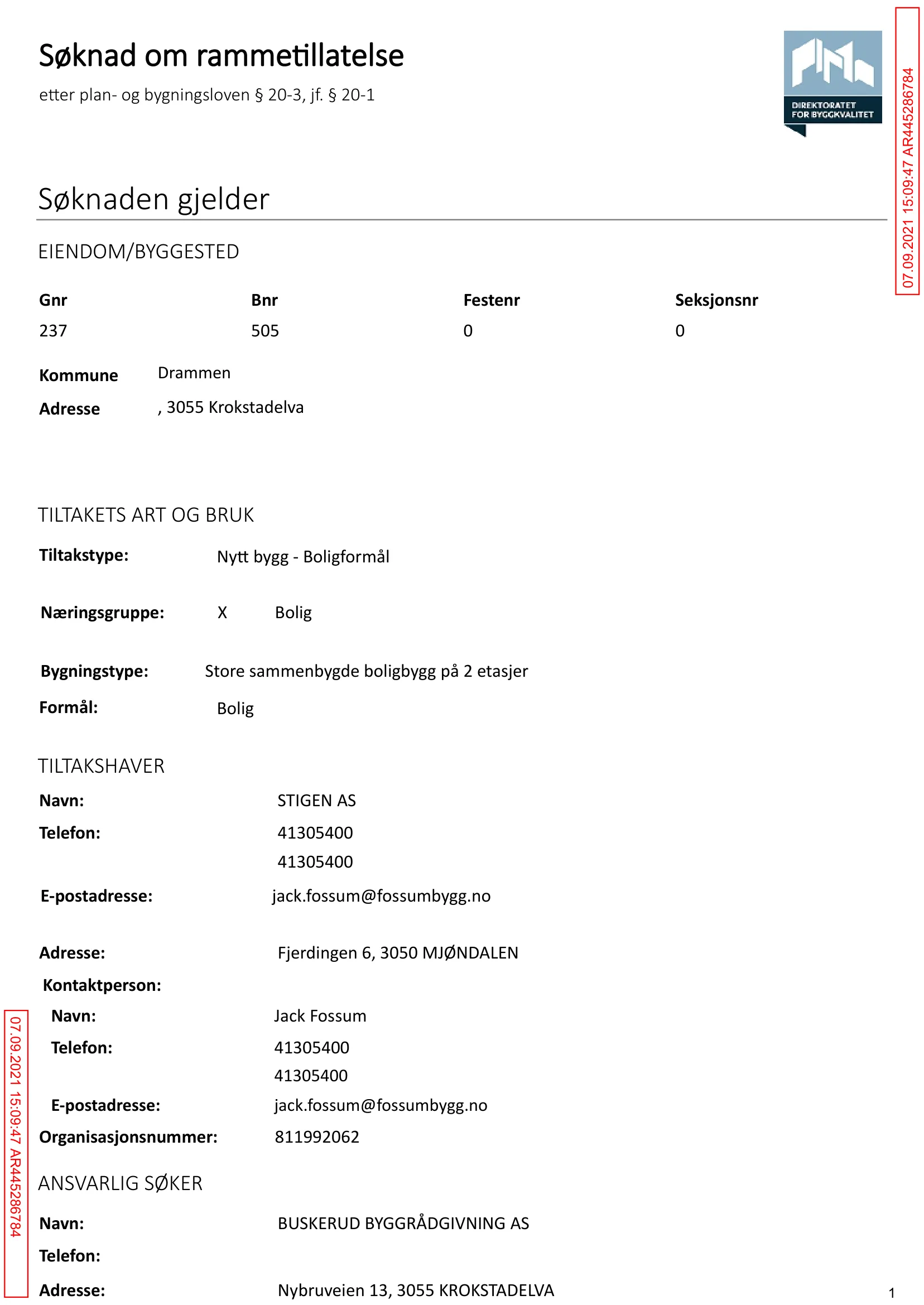 Søknad om rammetillatelse