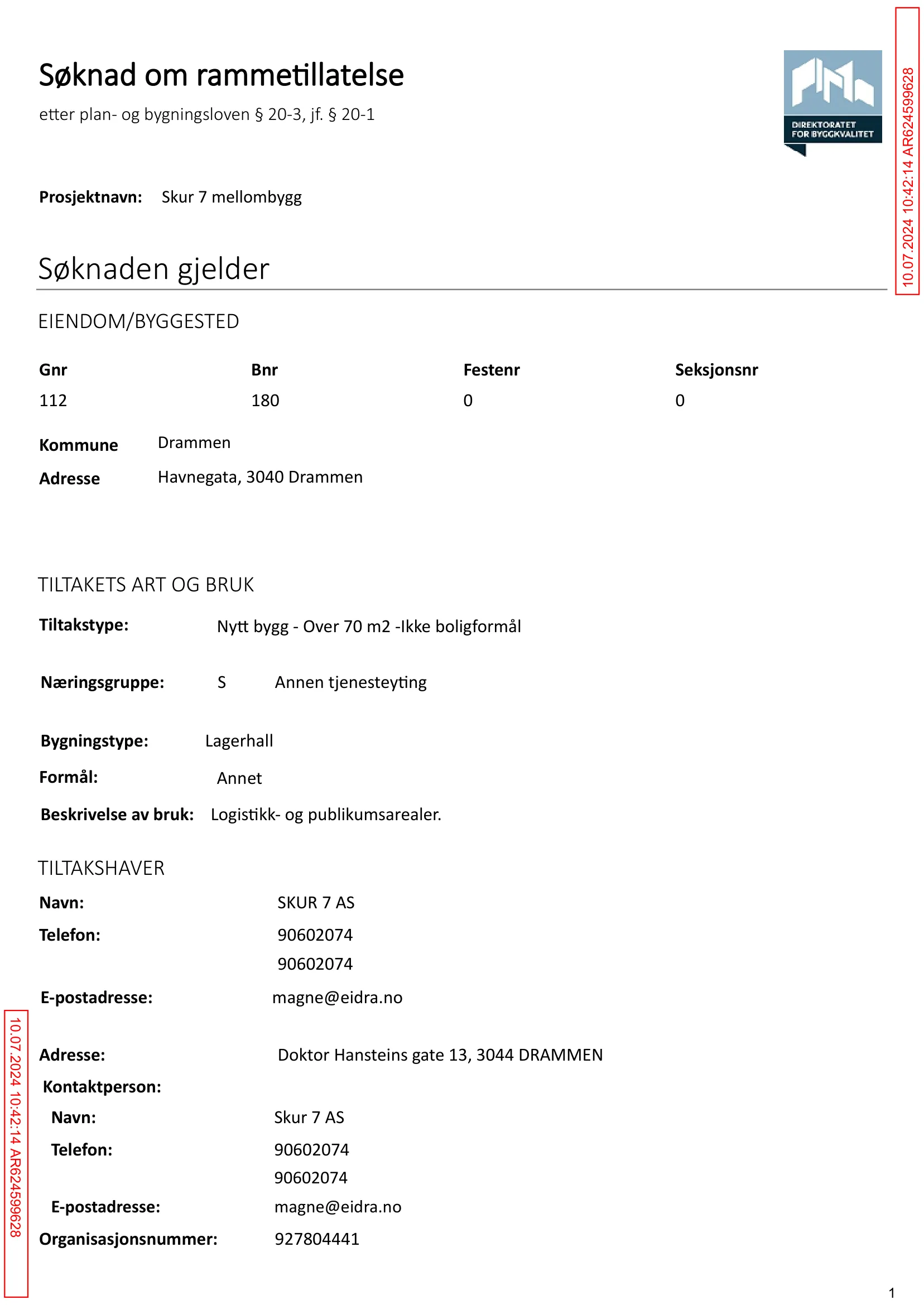 Søknad om rammetillatelse