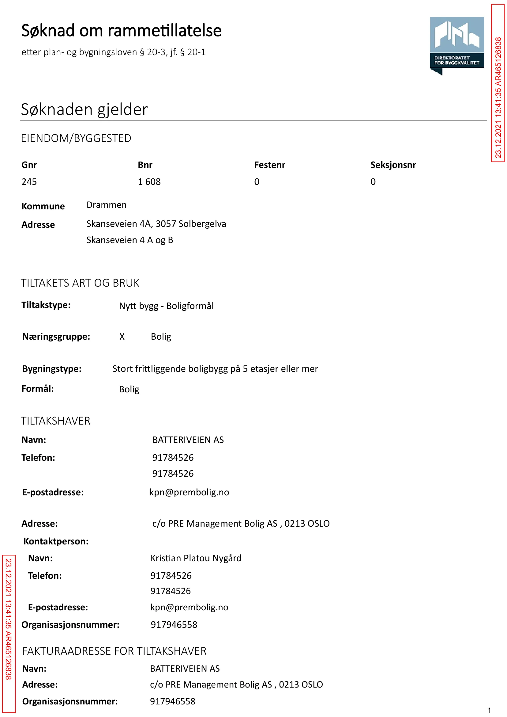 Søknad om rammetillatelse