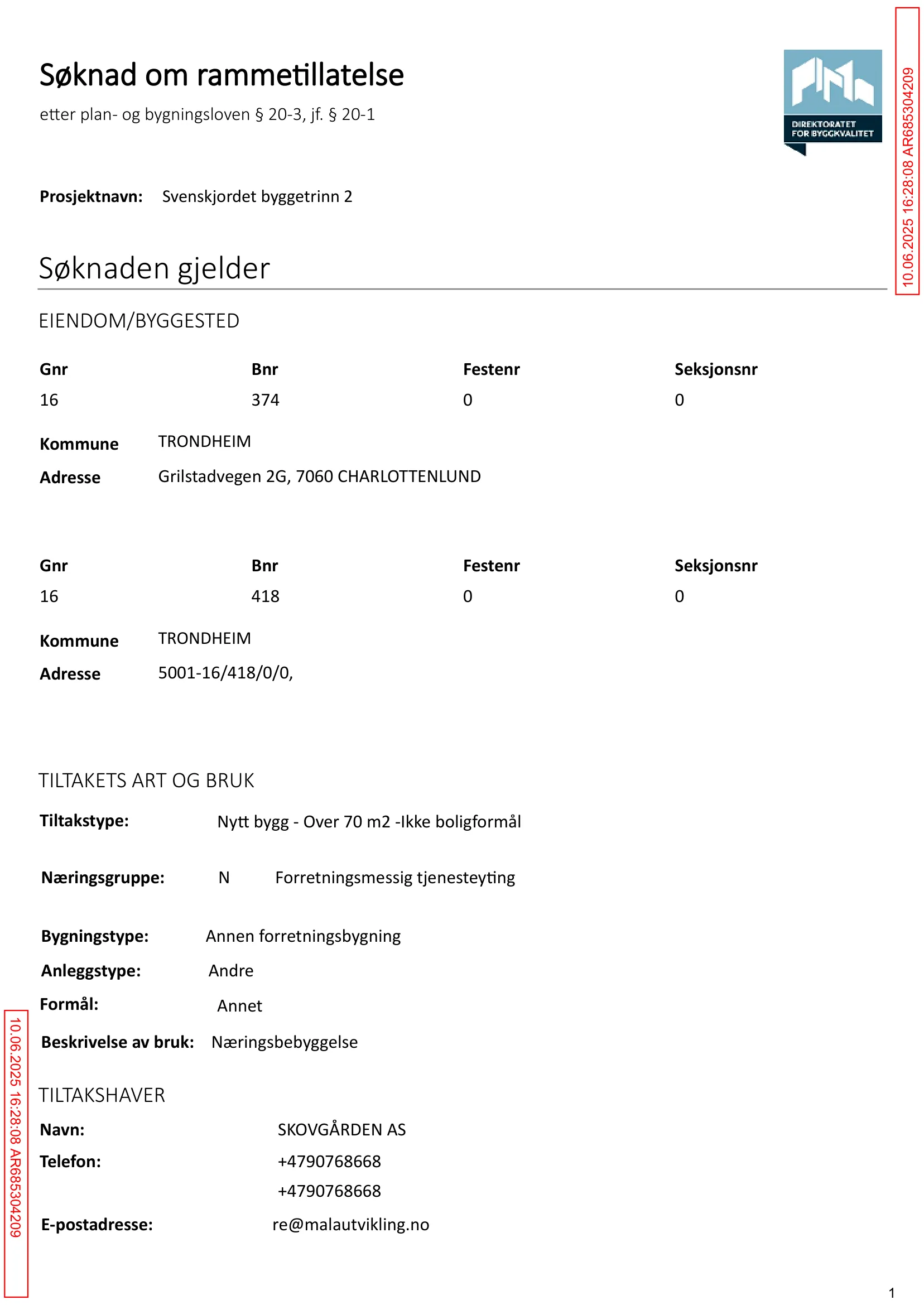 Søknad om rammetillatelse