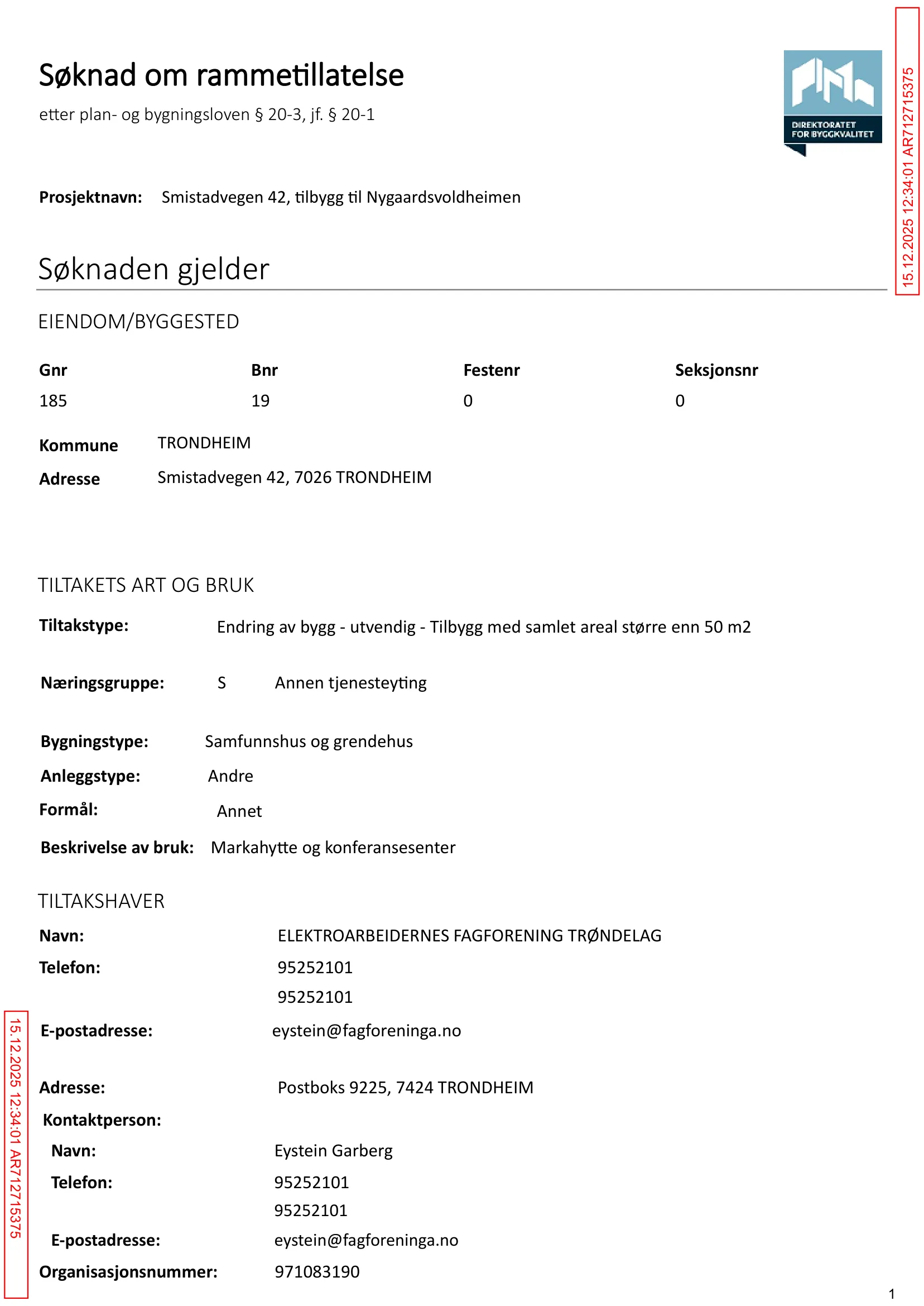 Søknad om rammetillatelse