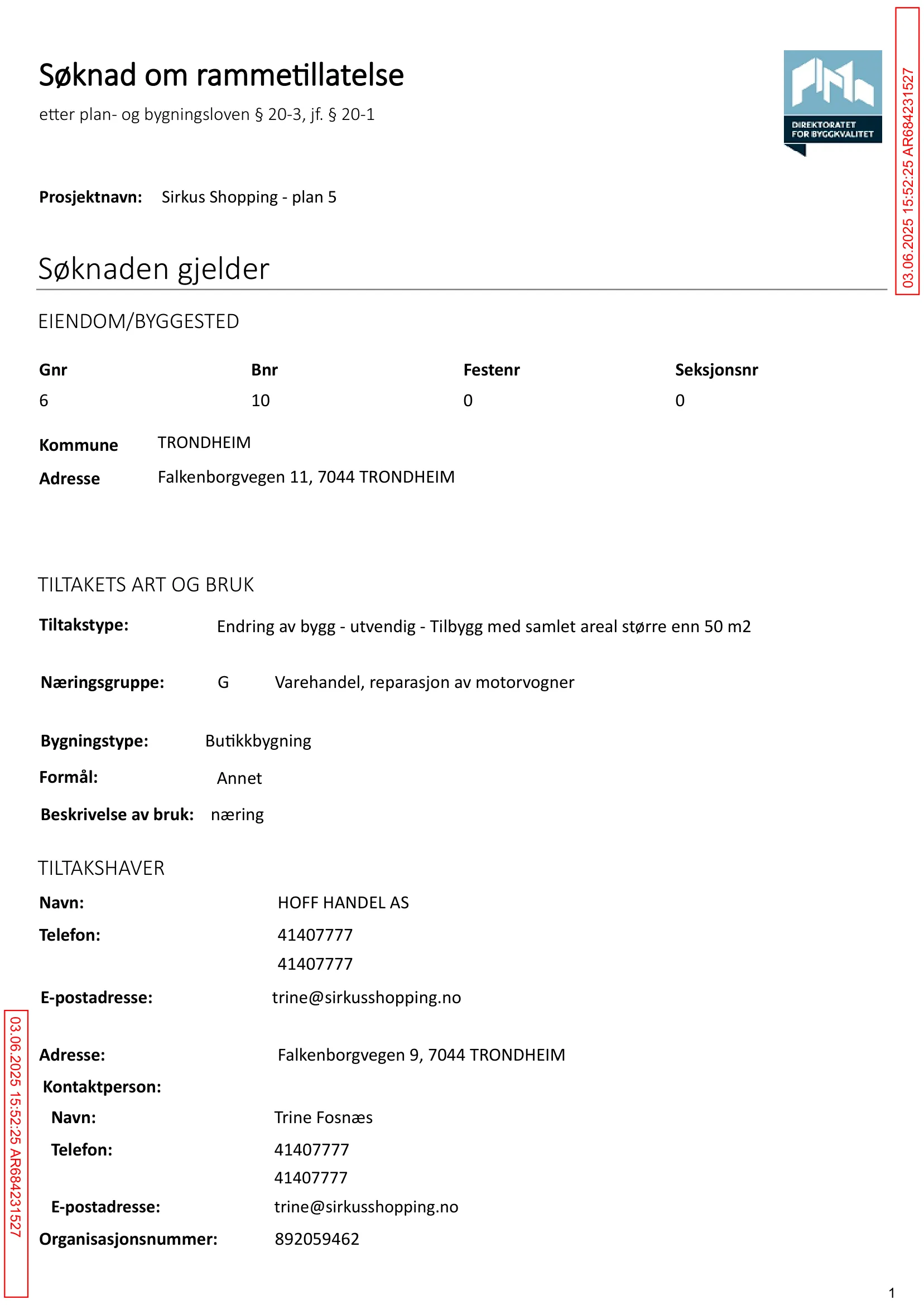 Søknad om rammetillatelse