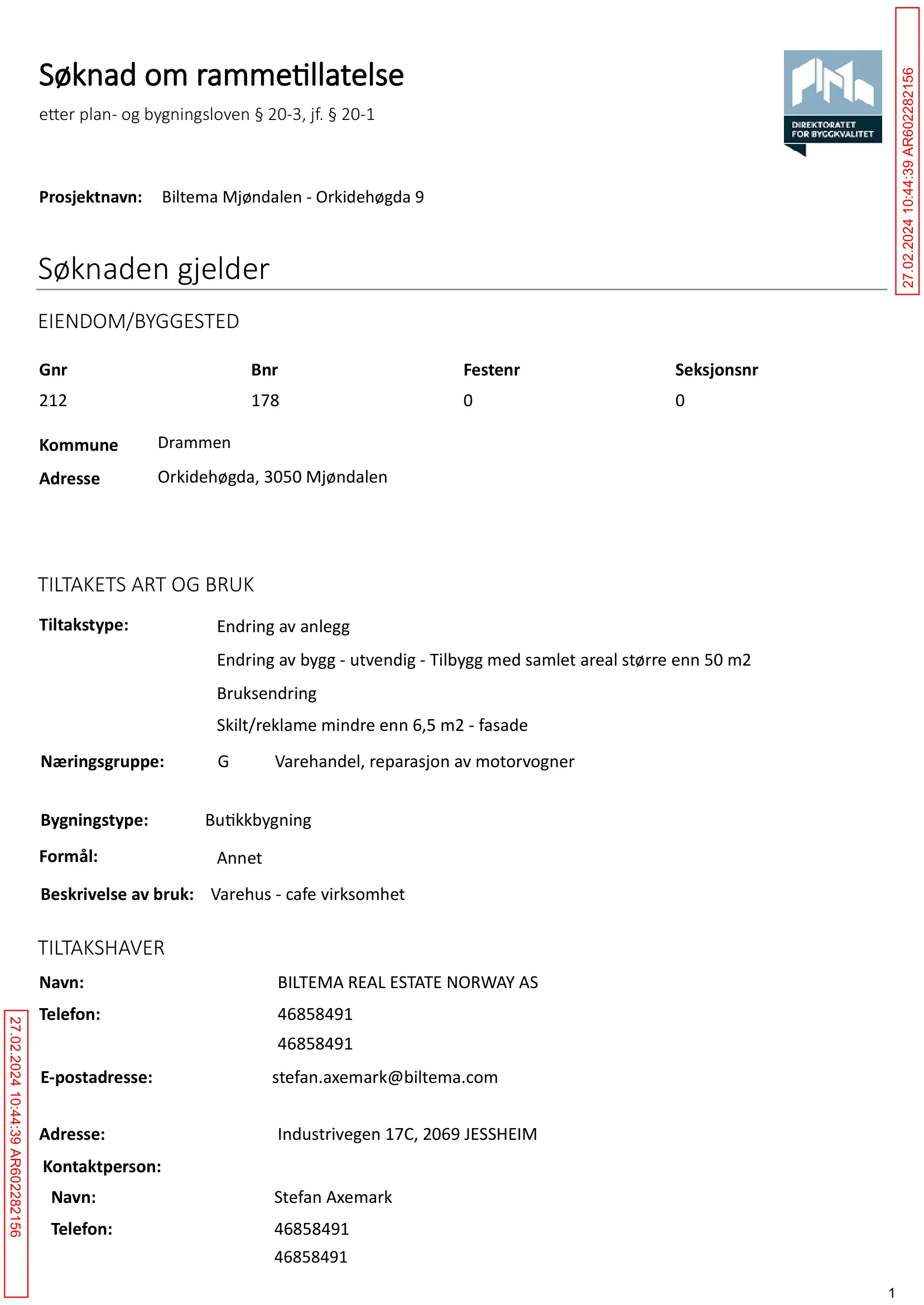 Søknad om rammetillatelse