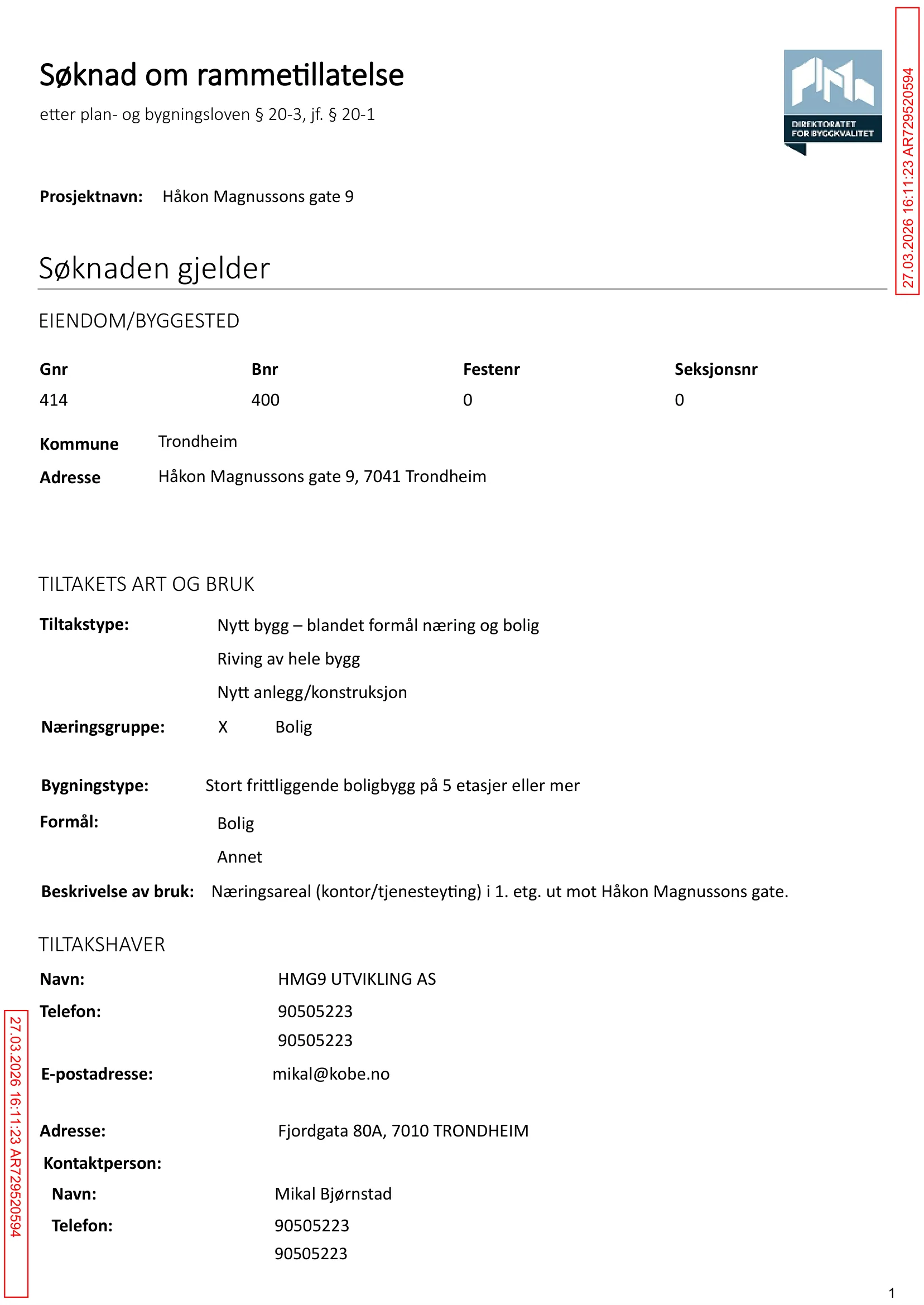 Søknad om rammetillatelse
