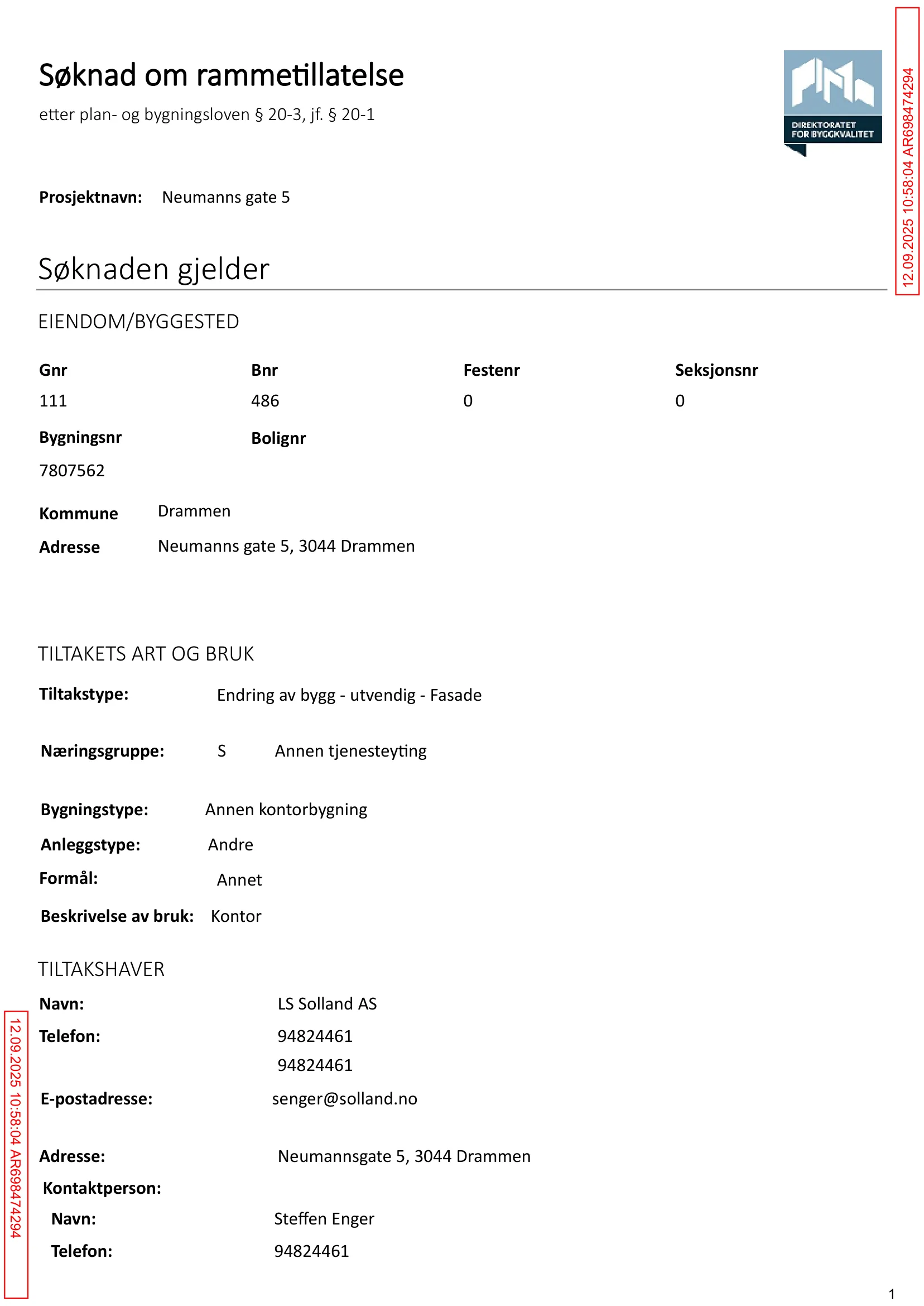 Søknad om rammetillatelse
