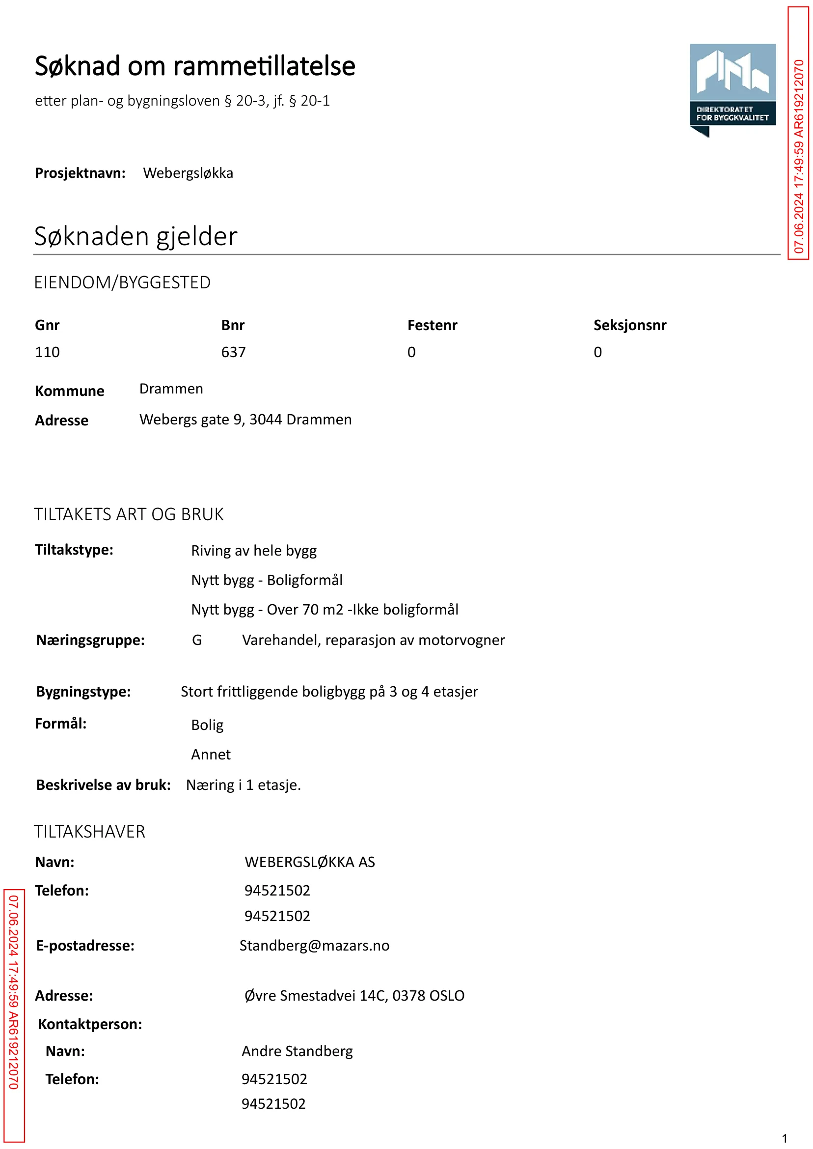 Søknad om rammetillatelse