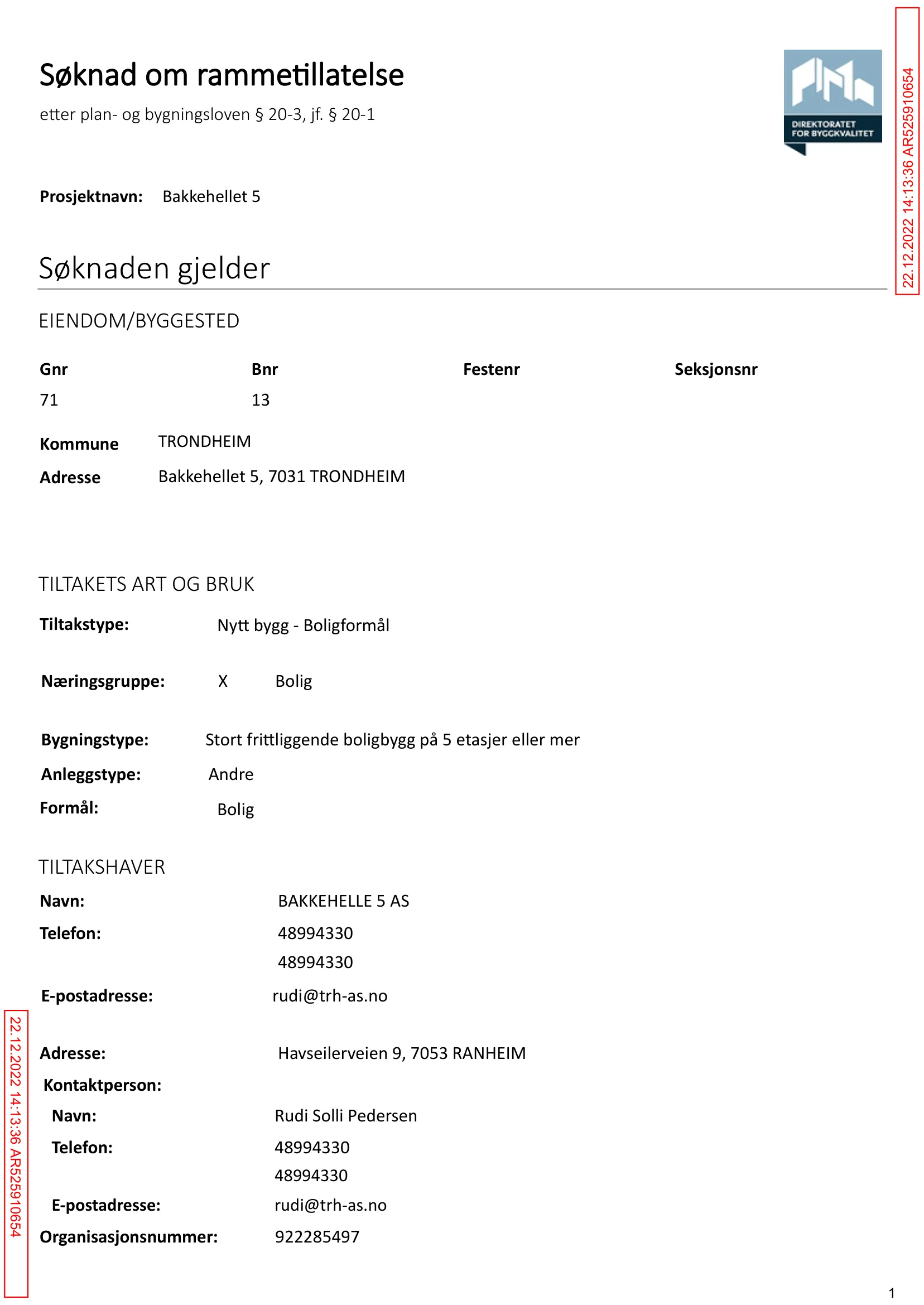 Søknad om rammetillatelse