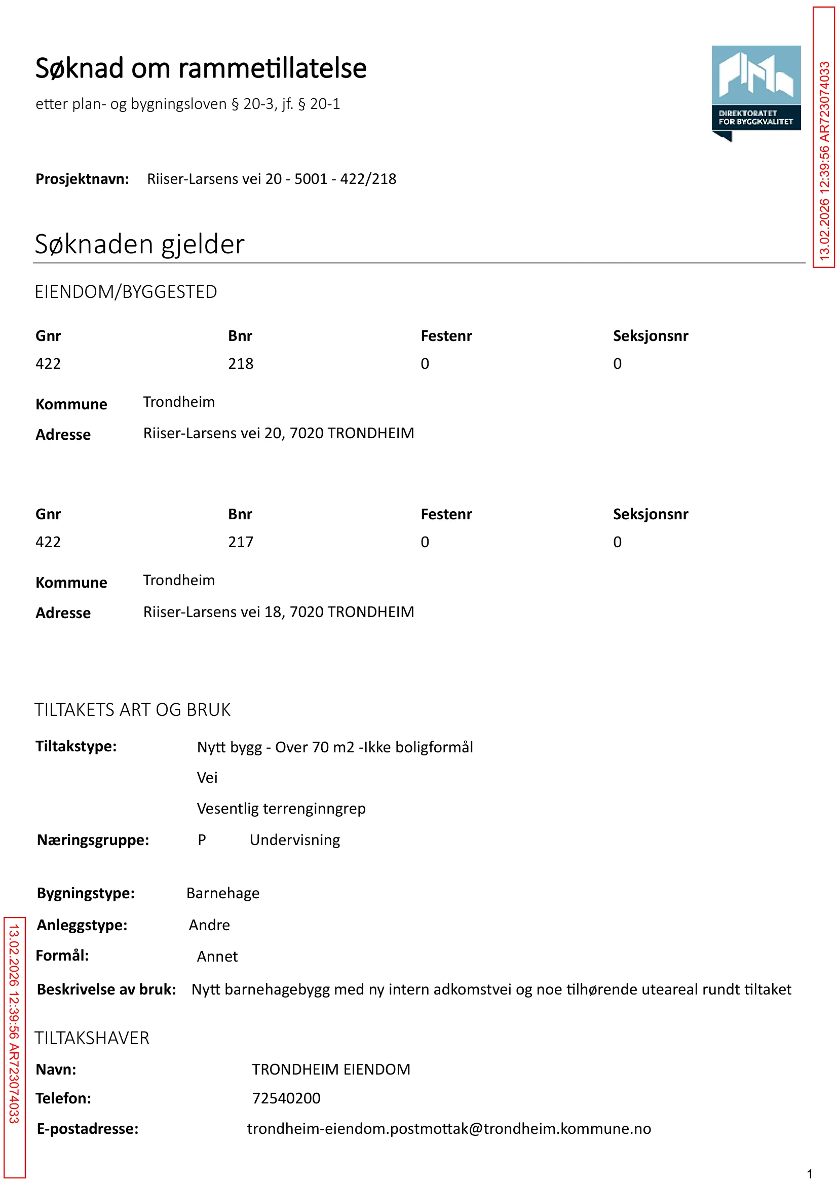 Søknad om rammetillatelse