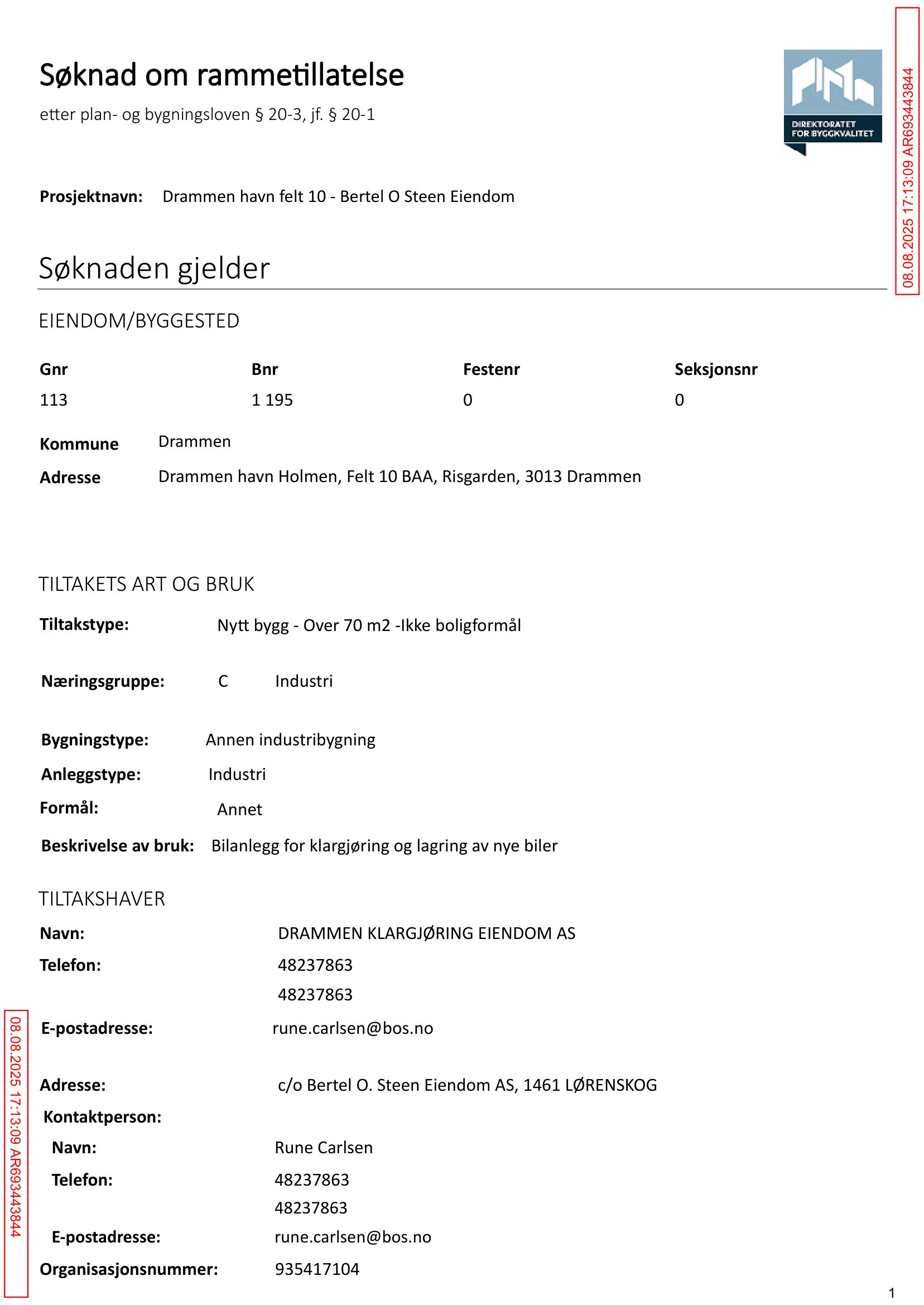 Søknad om rammetillatelse