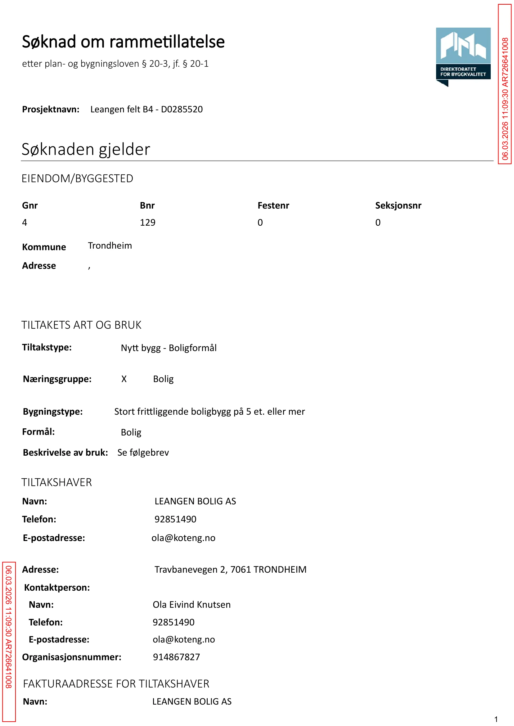 Søknad om rammetillatelse