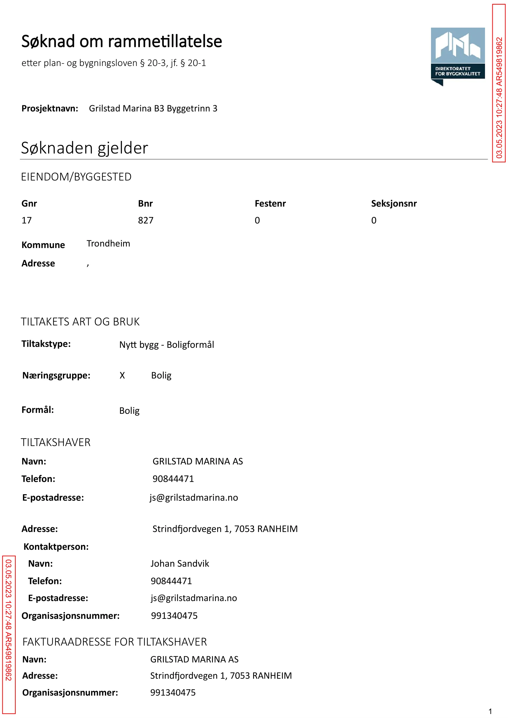 Søknad om rammetillatelse