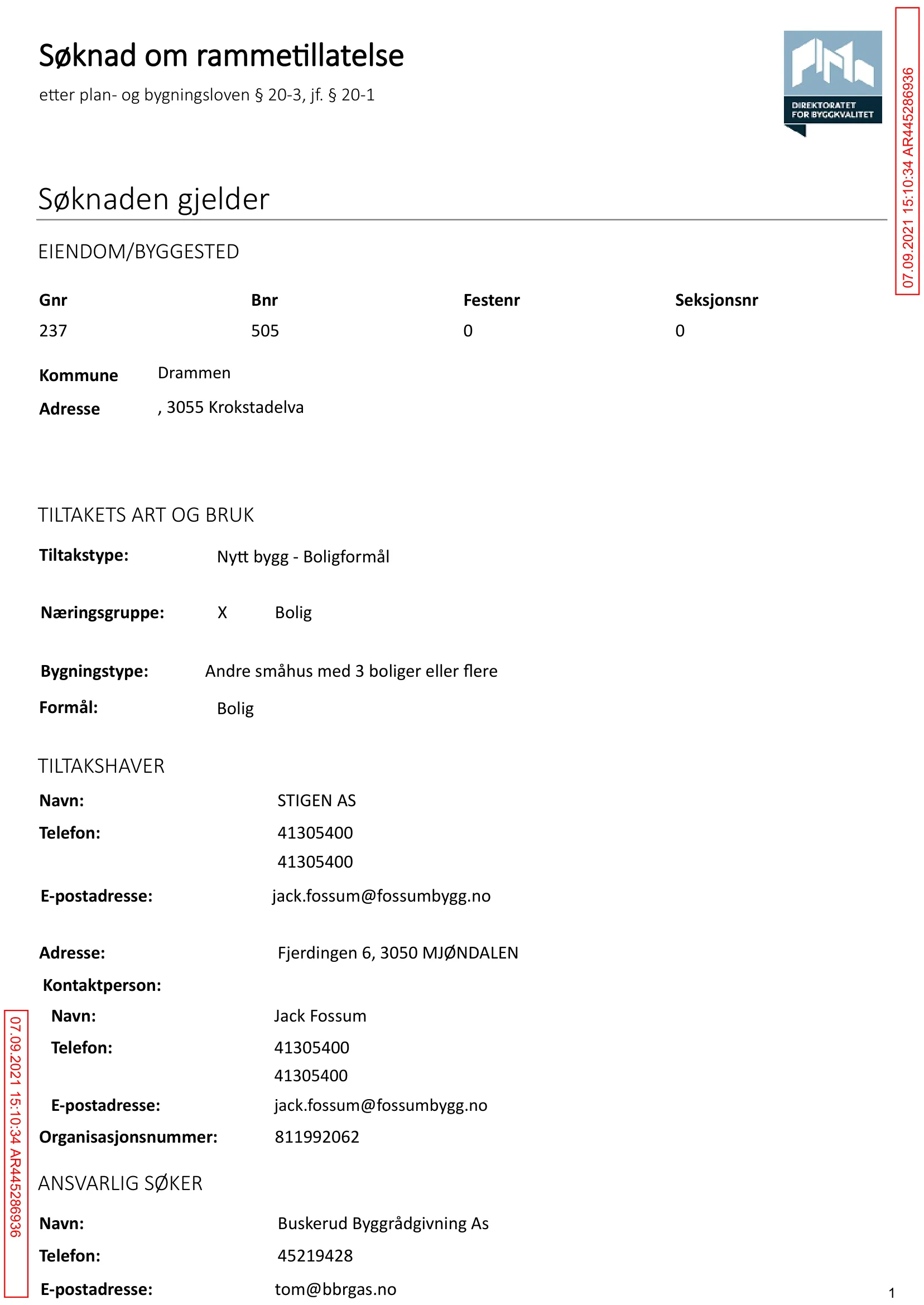 Søknad om rammetillatelse