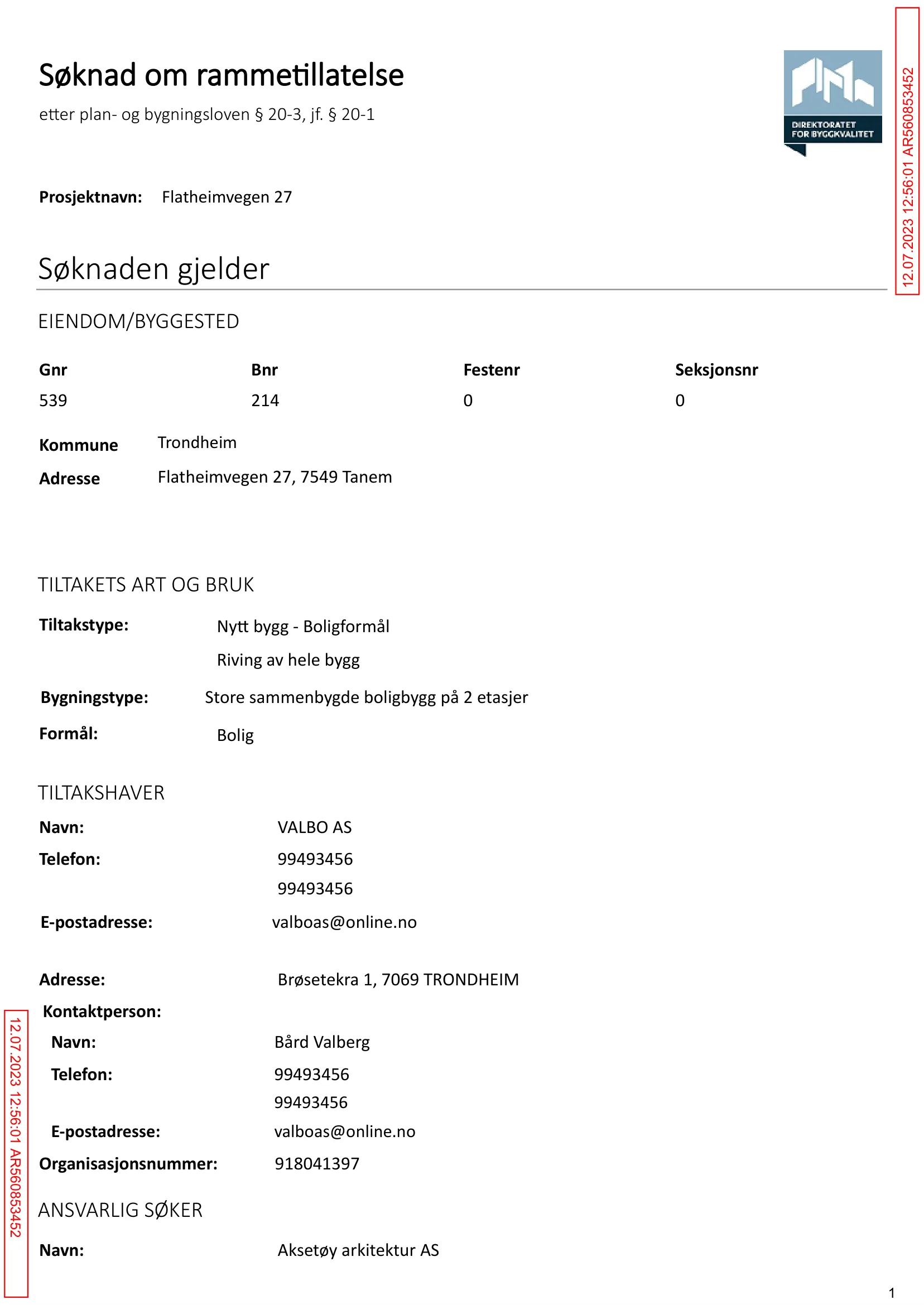 Søknad om rammetillatelse