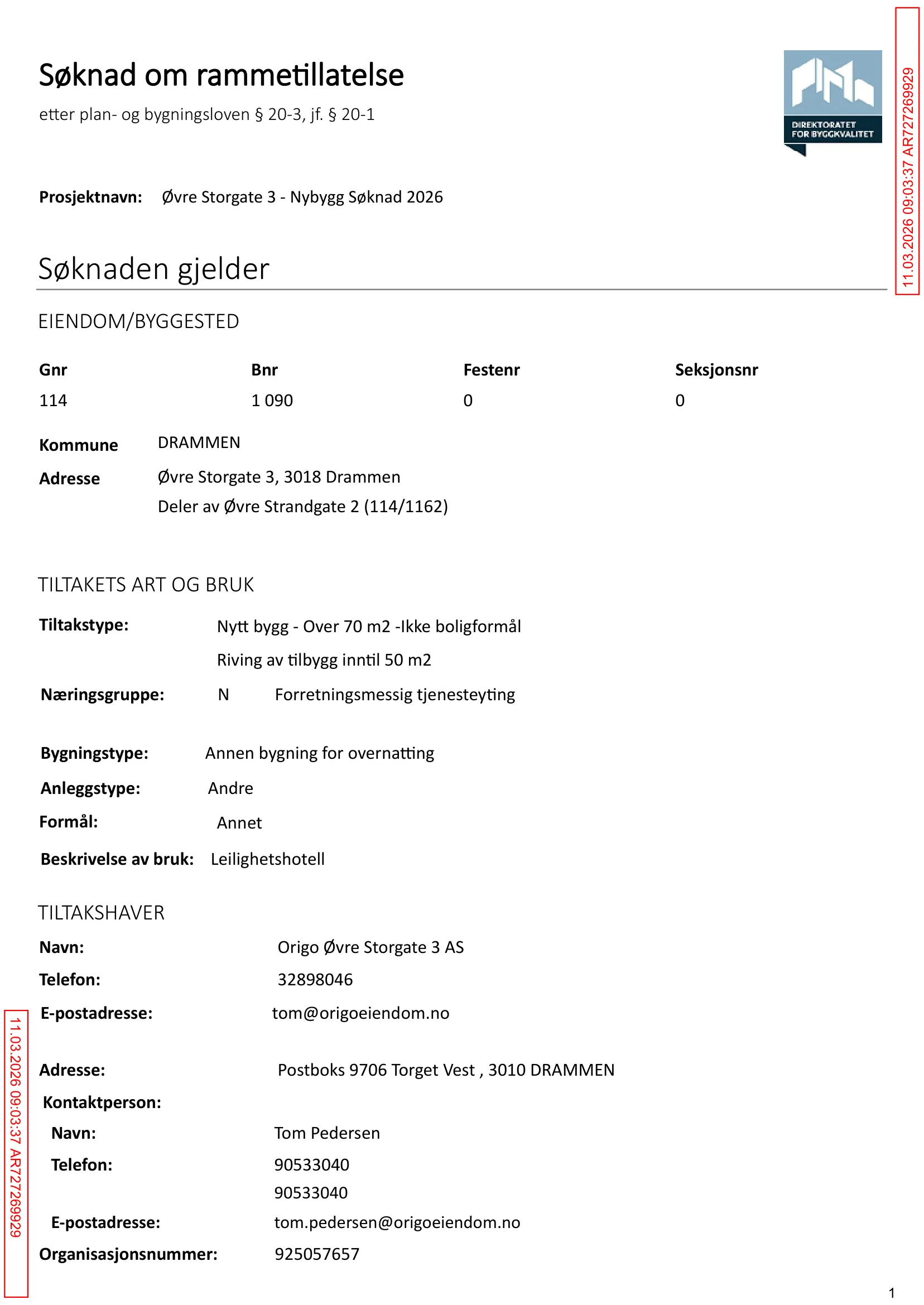 Søknad om rammetillatelse