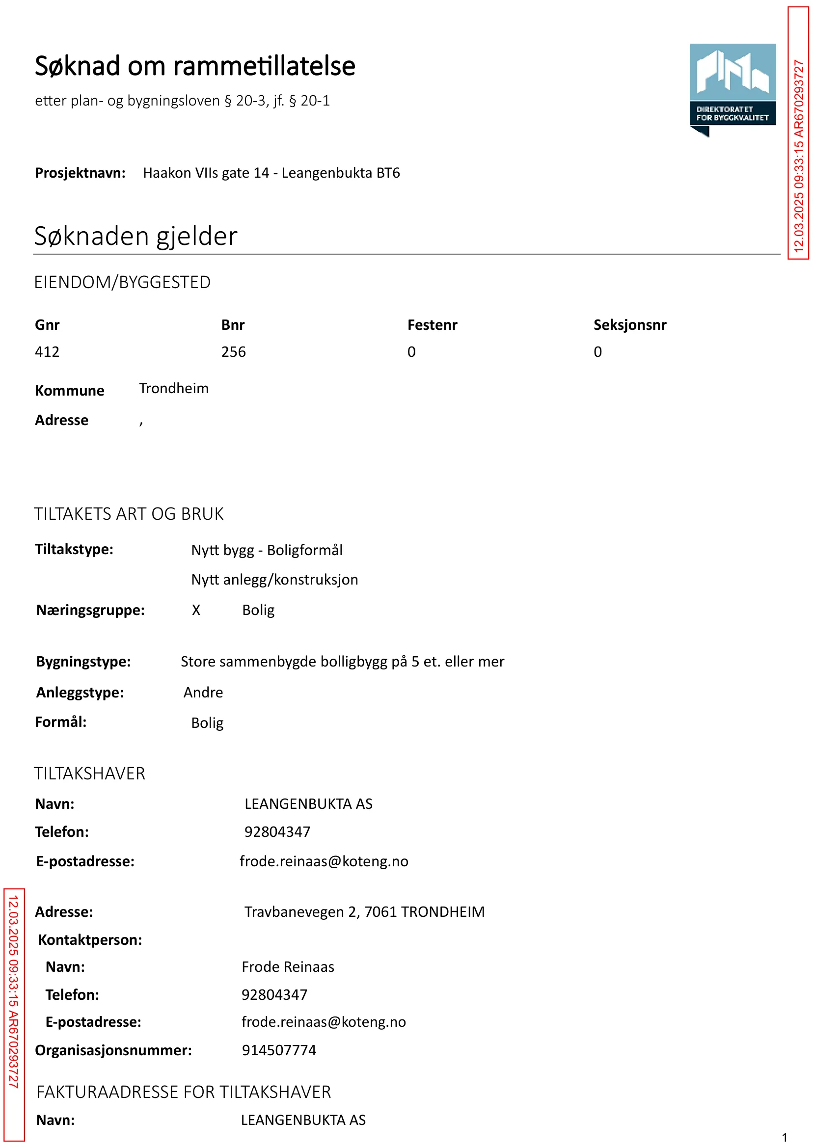 Søknad om rammetillatelse