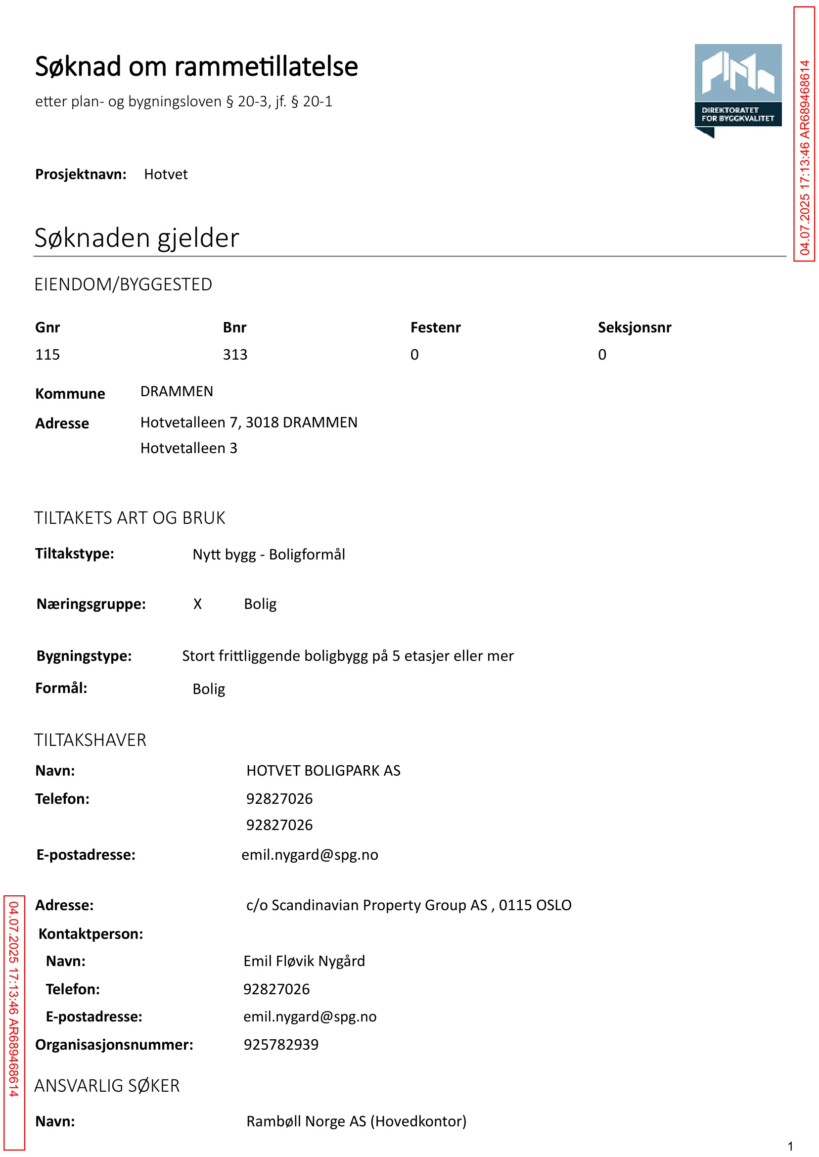 Søknad om rammetillatelse