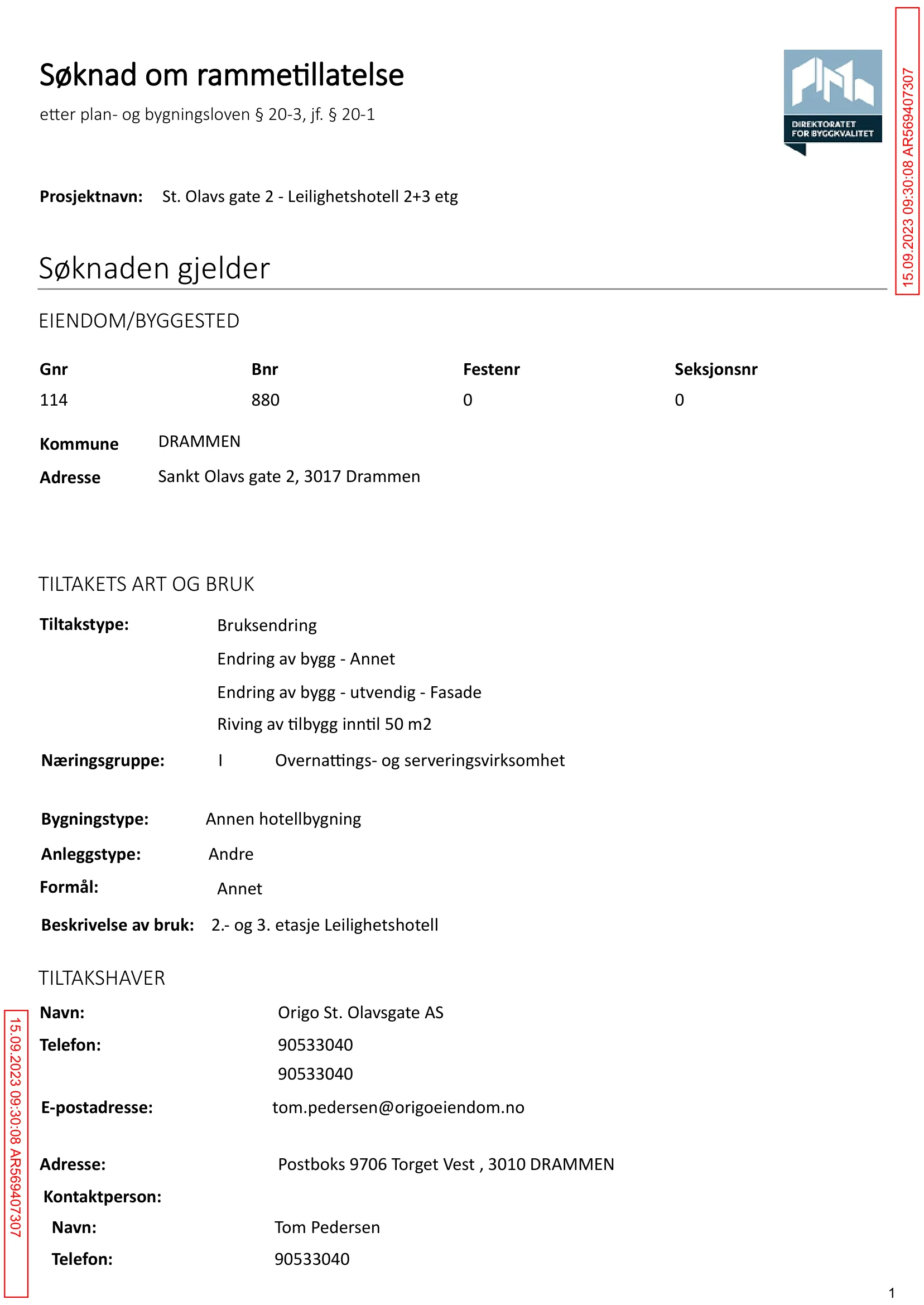 Søknad om rammetillatelse