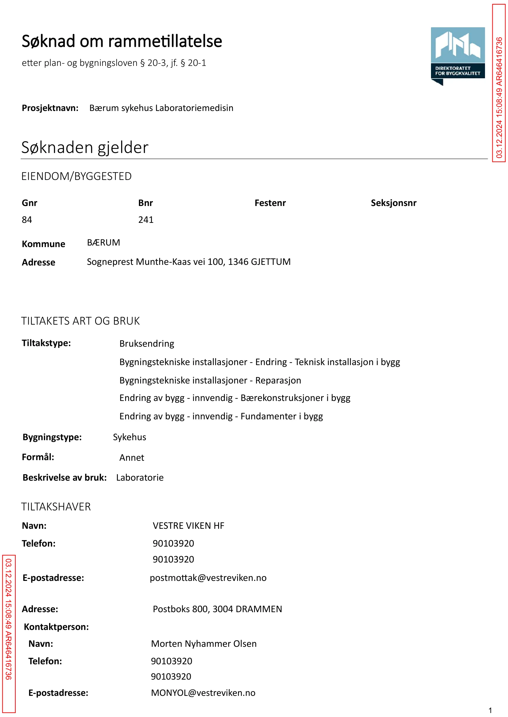 Søknad om rammetillatelse
