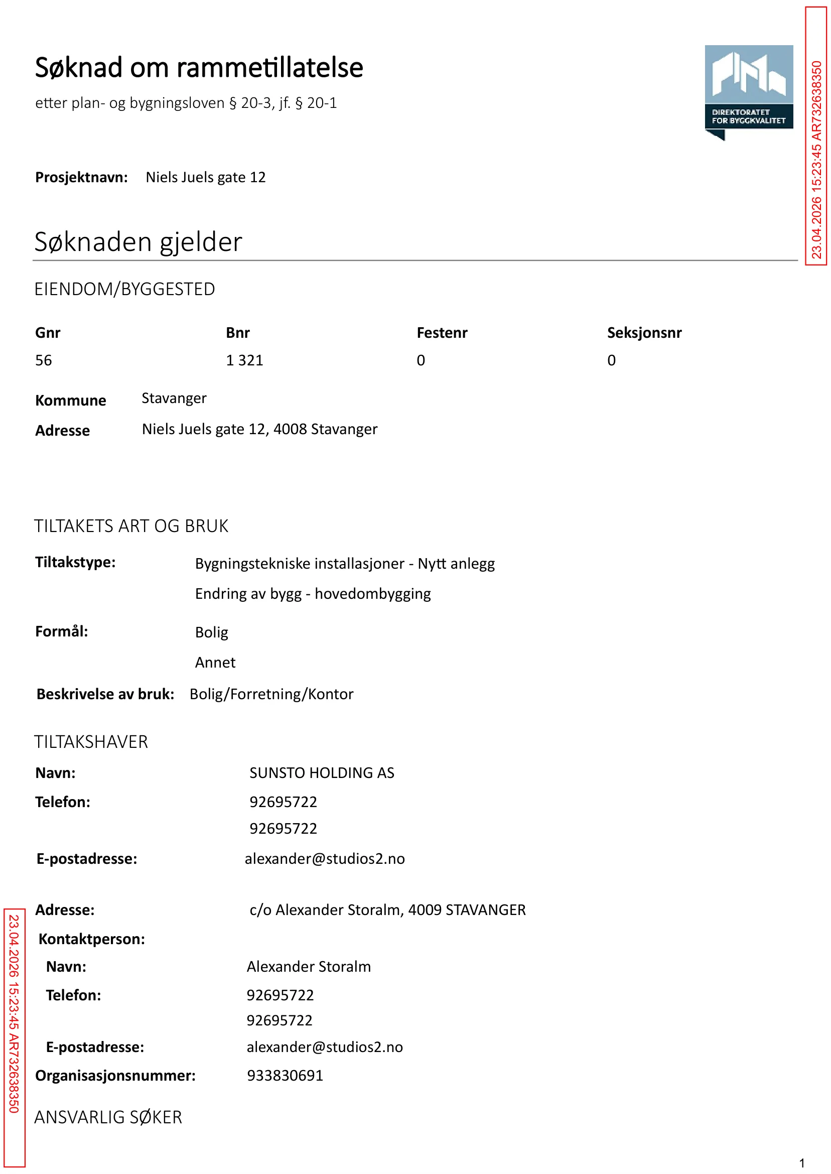 Søknad om rammetillatelse