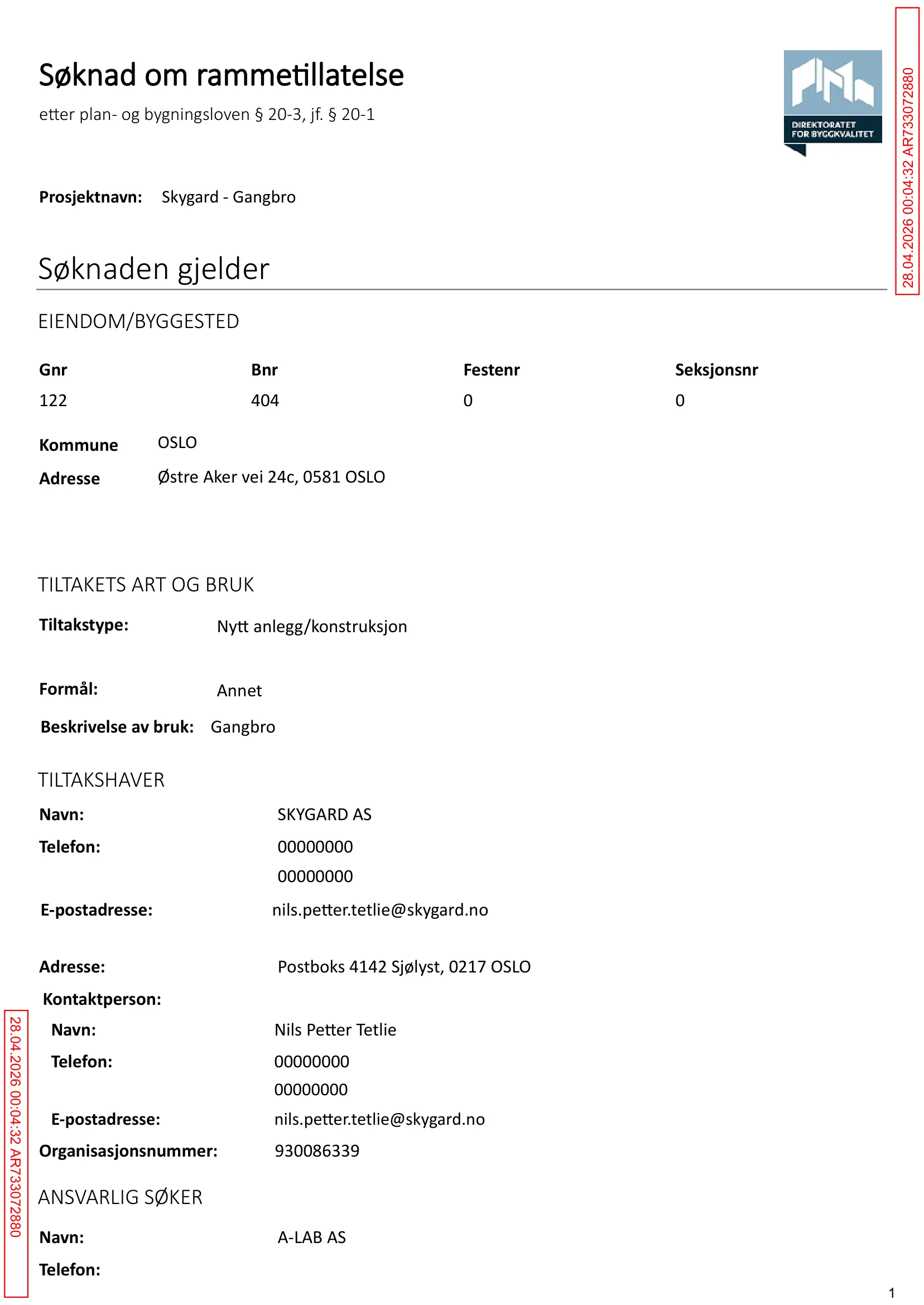 Søknad om rammetillatelse