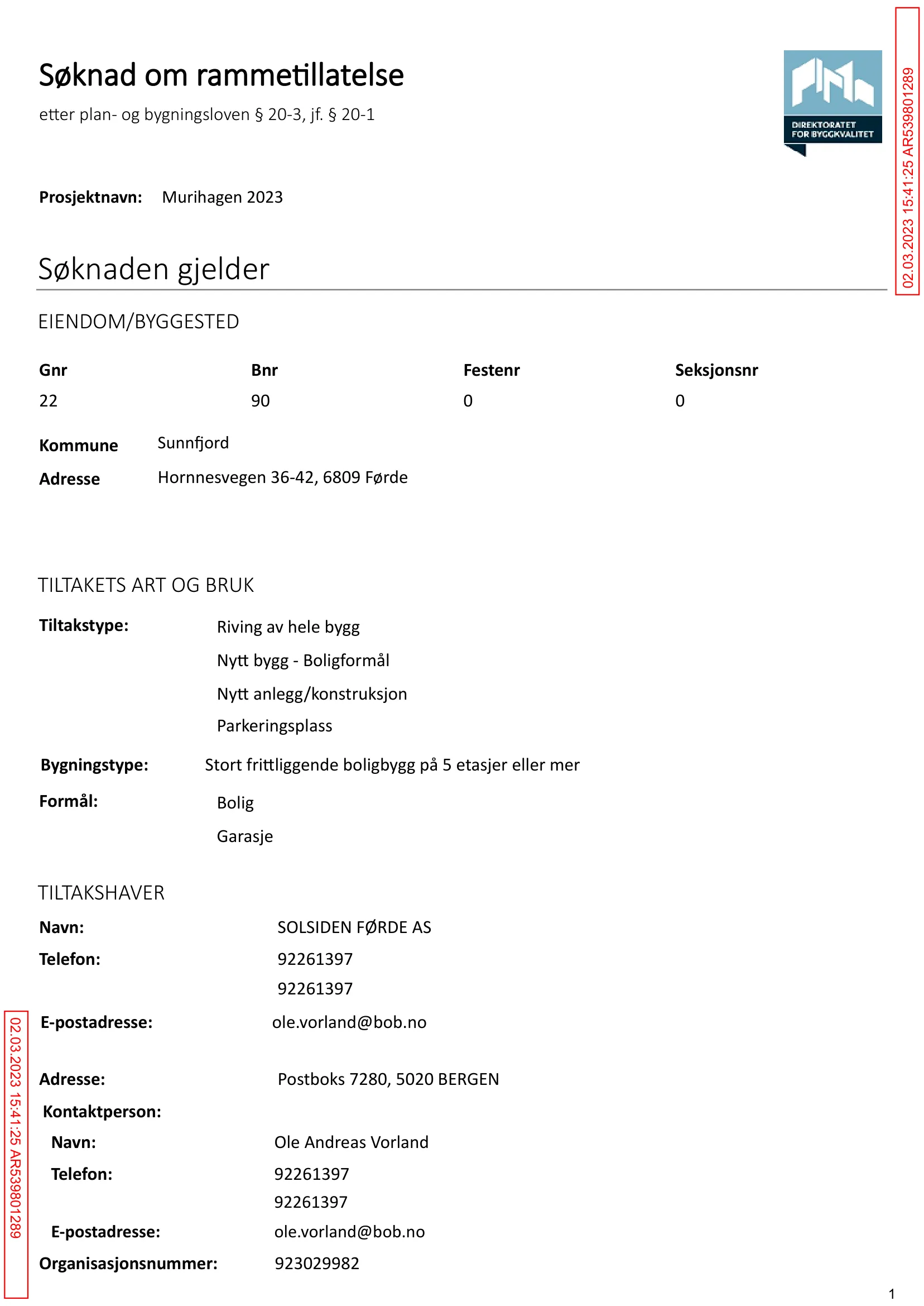 Søknad om rammetillatelse