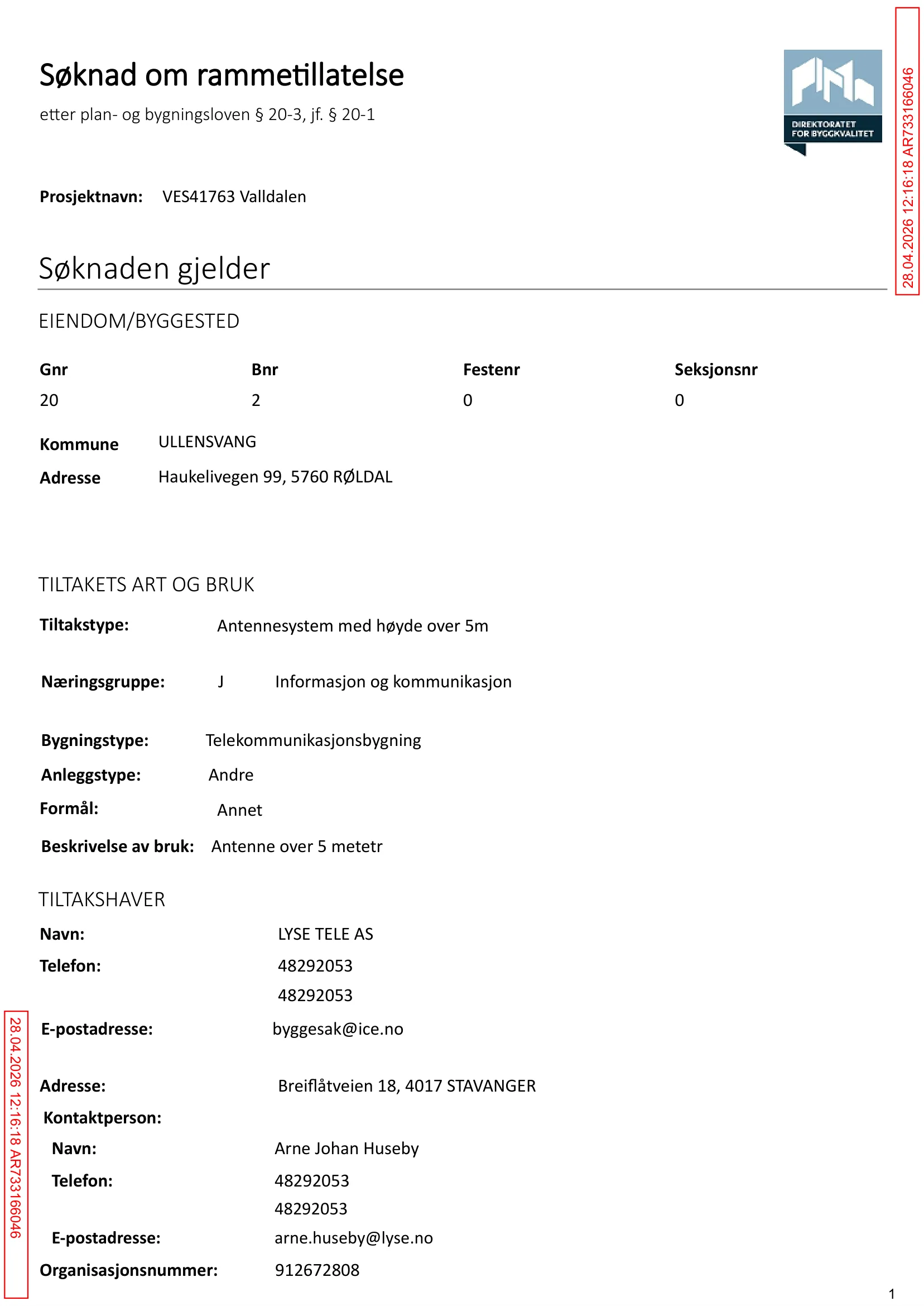 Søknad om rammetillatelse