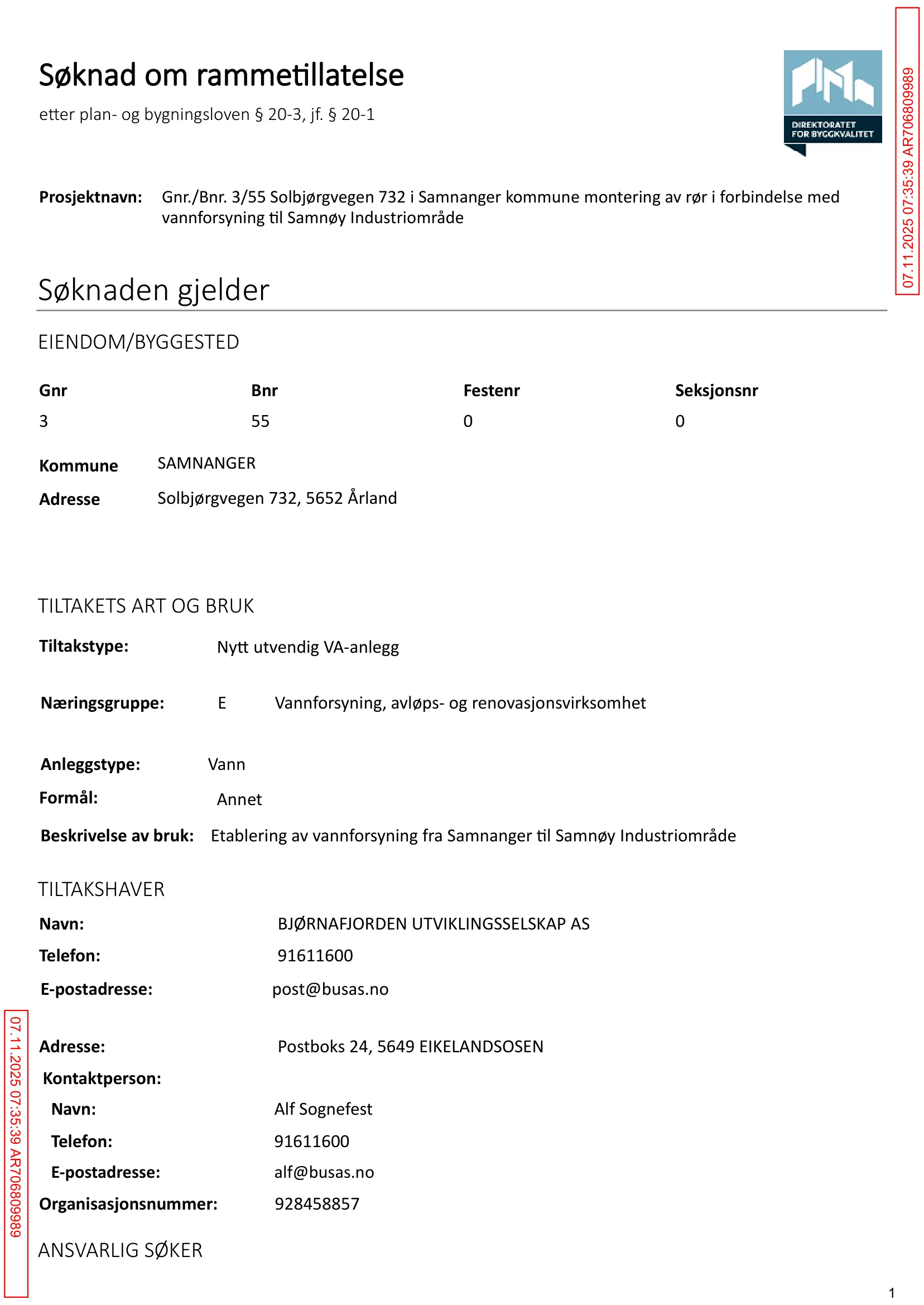 Søknad om rammetillatelse