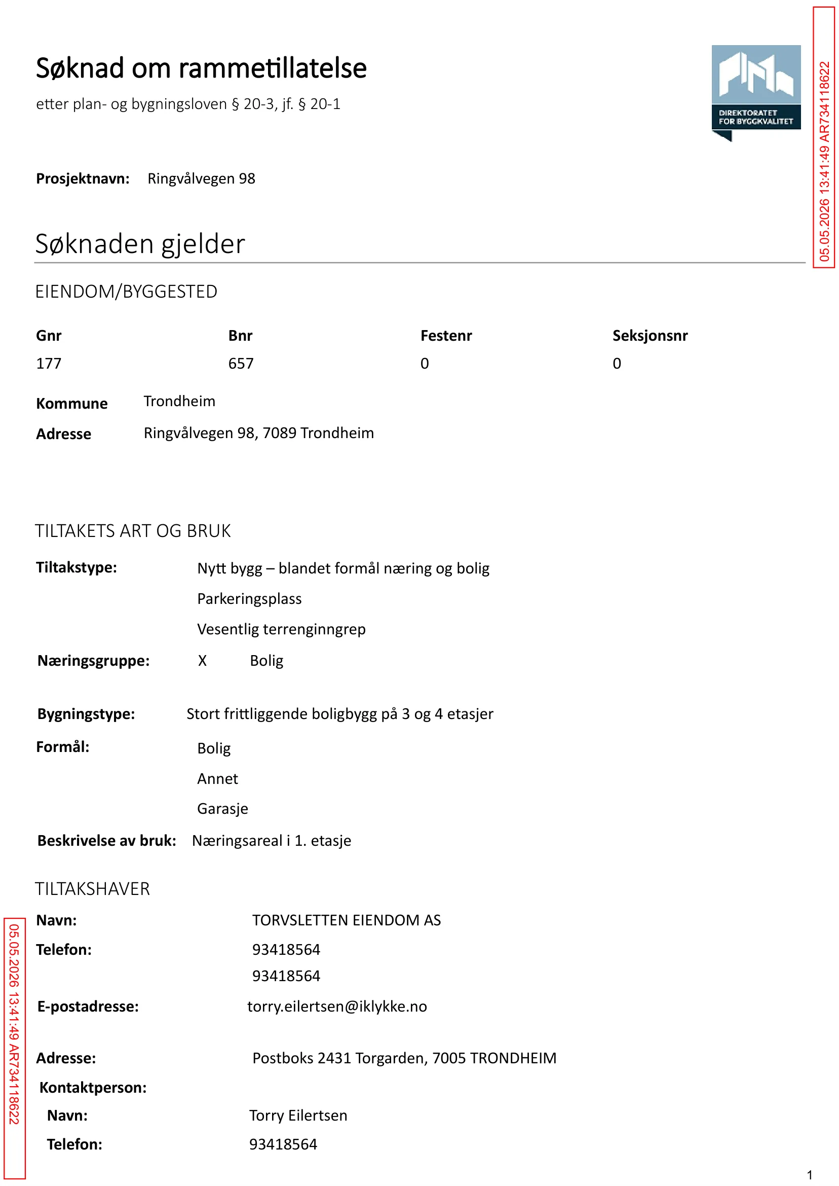 Søknad om rammetillatelse