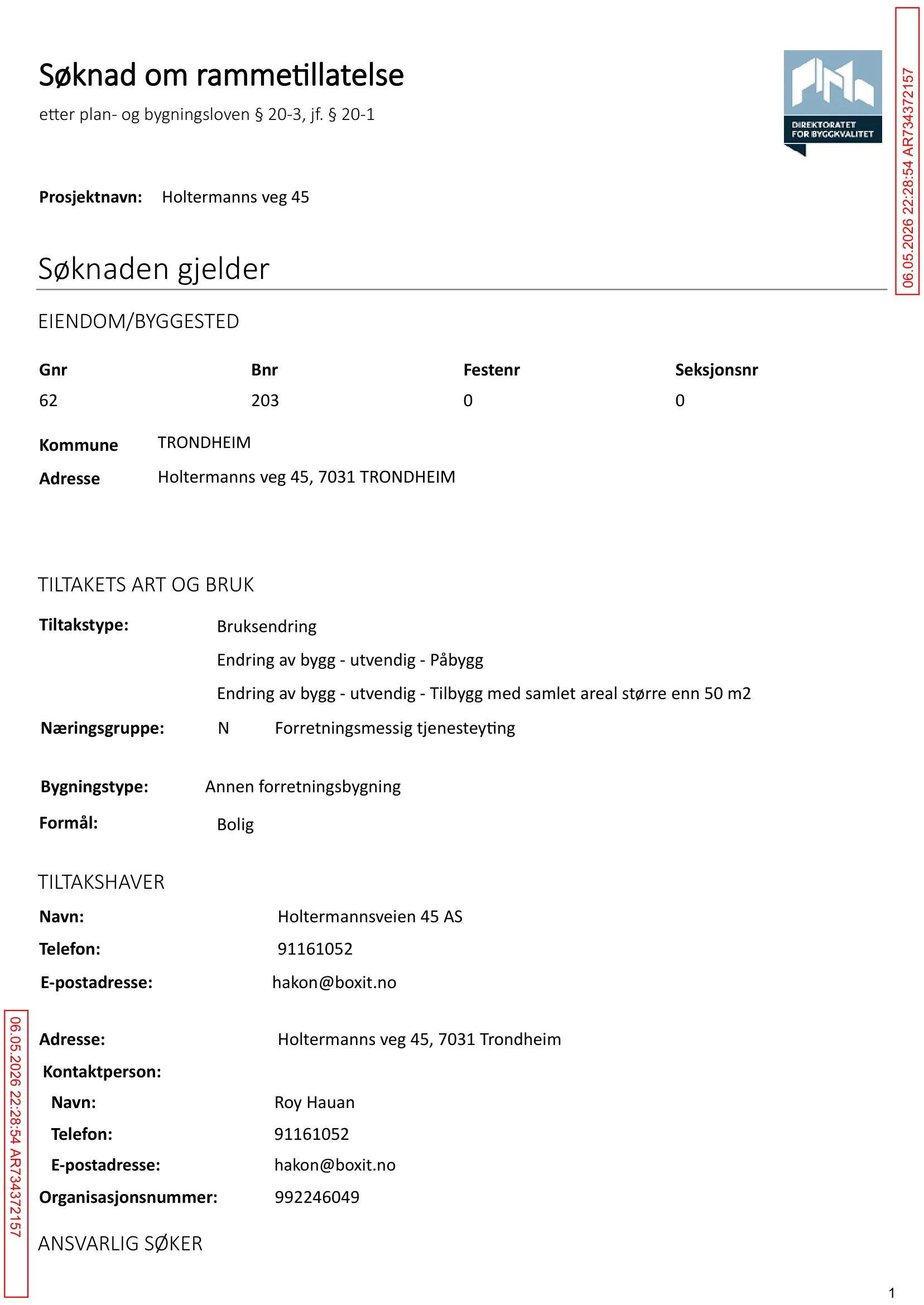 Søknad om rammetillatelse