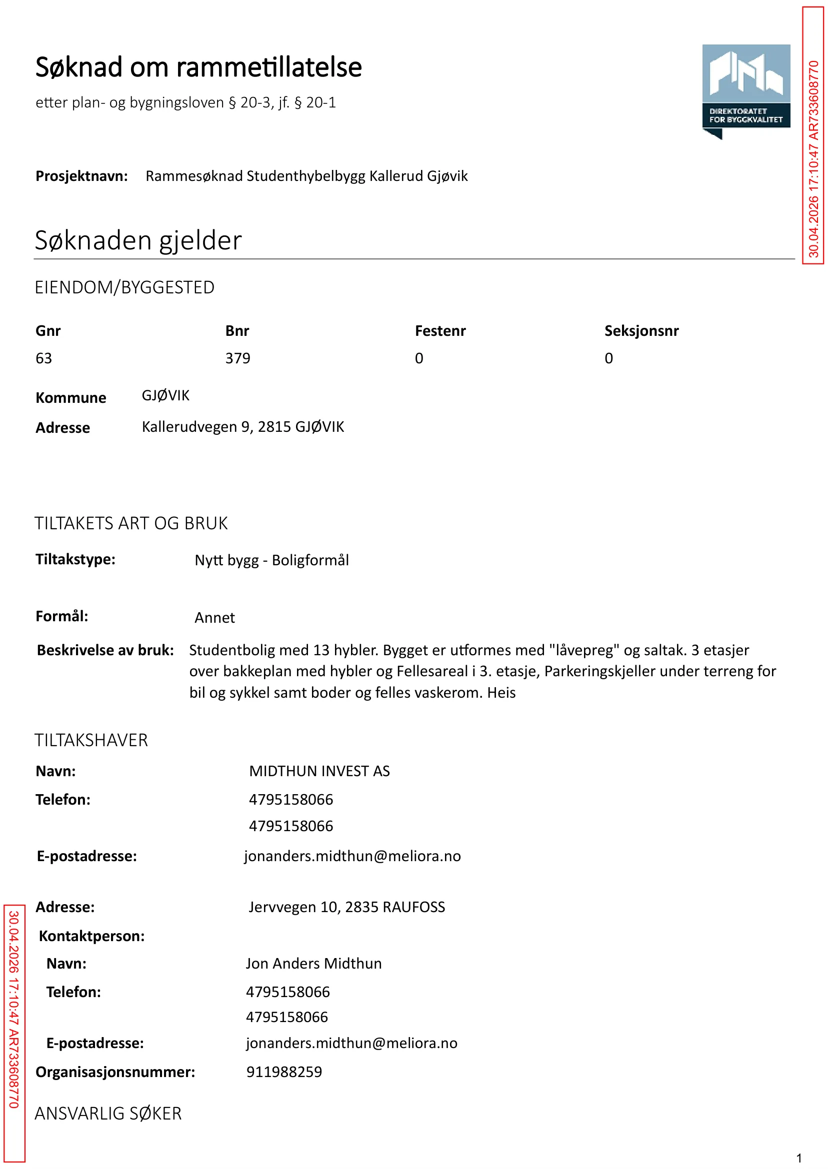 Søknad om rammetillatelse