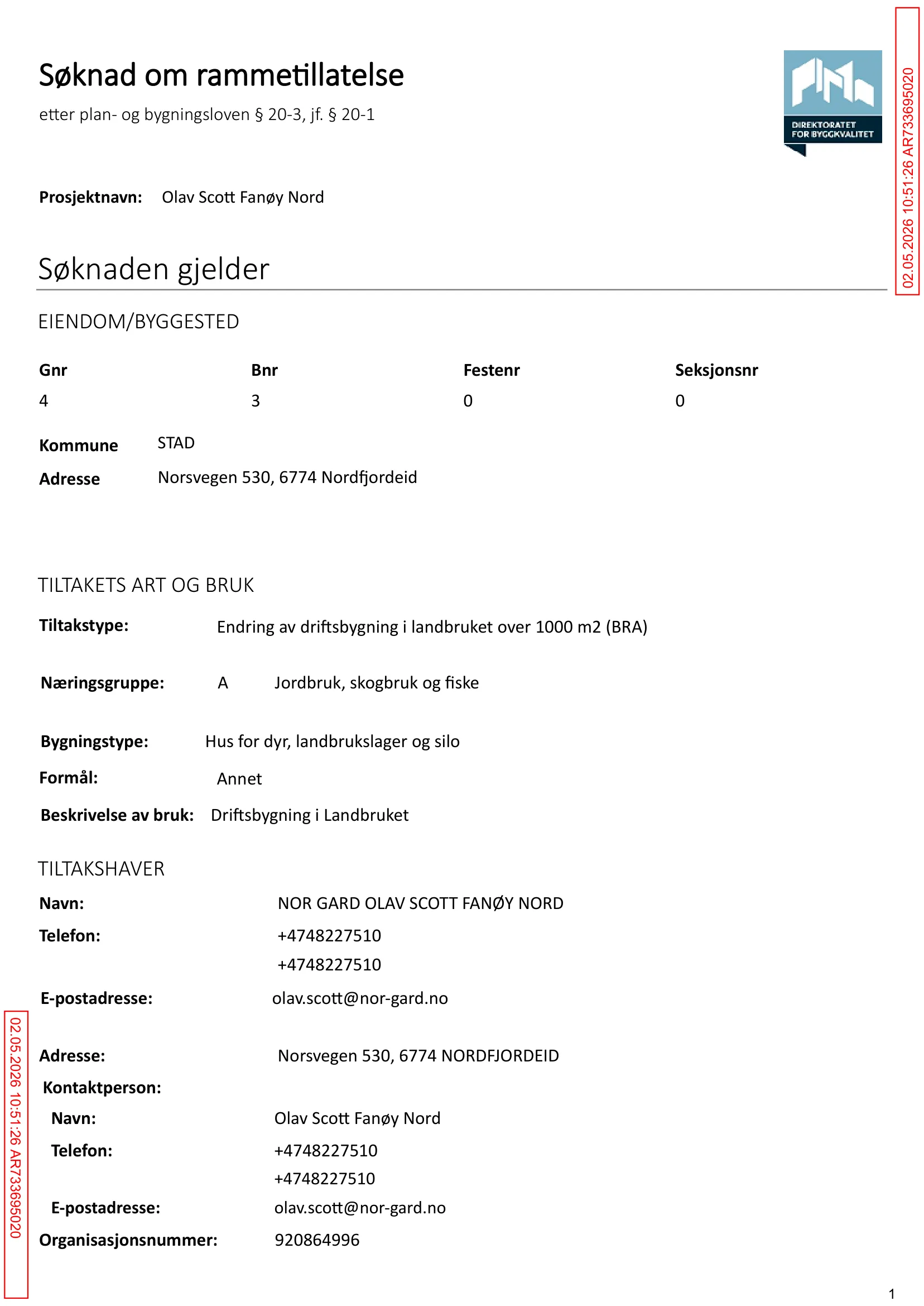 Søknad om rammetillatelse