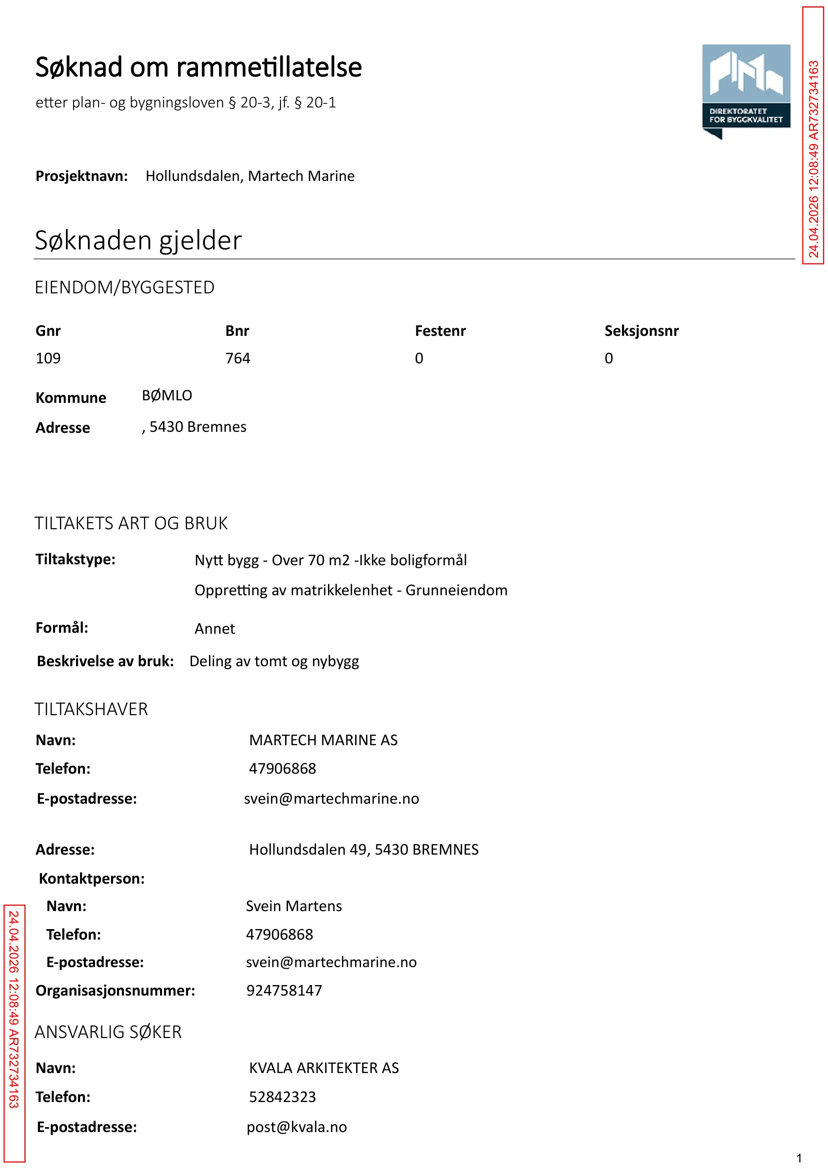 Søknad om rammetillatelse