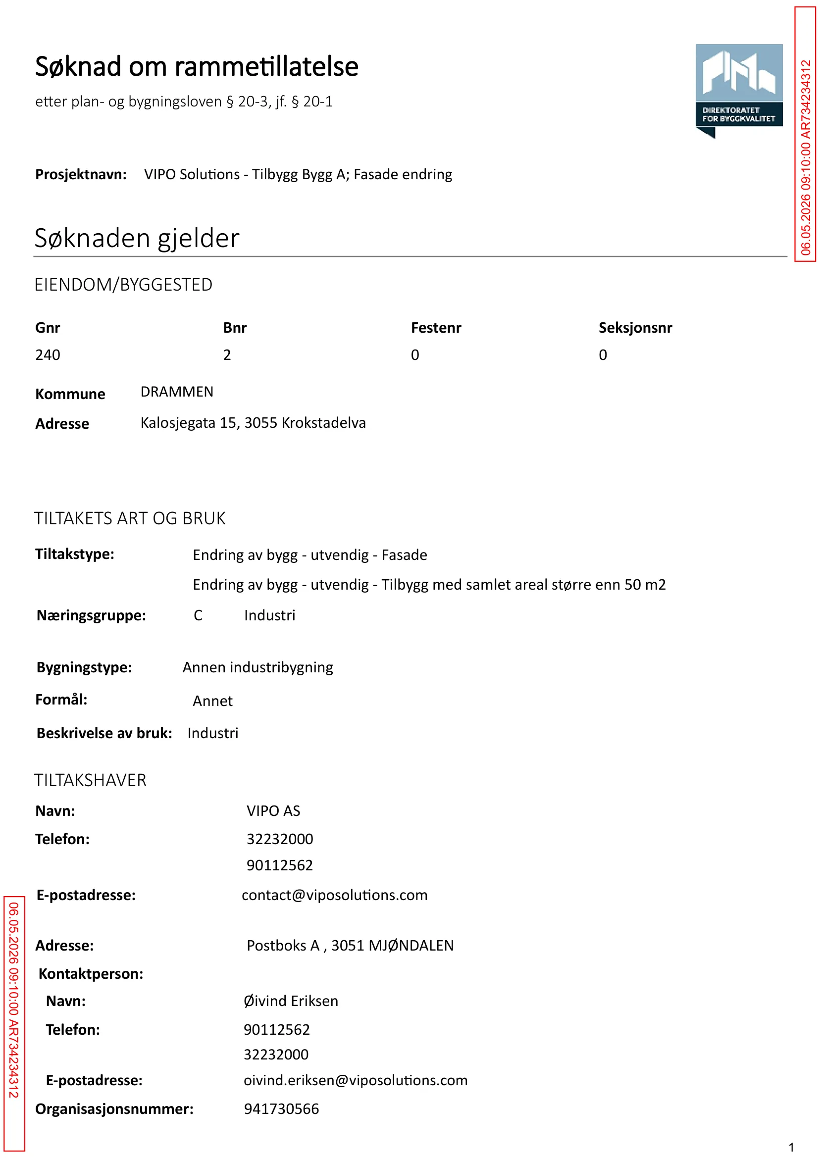 Søknad om rammetillatelse