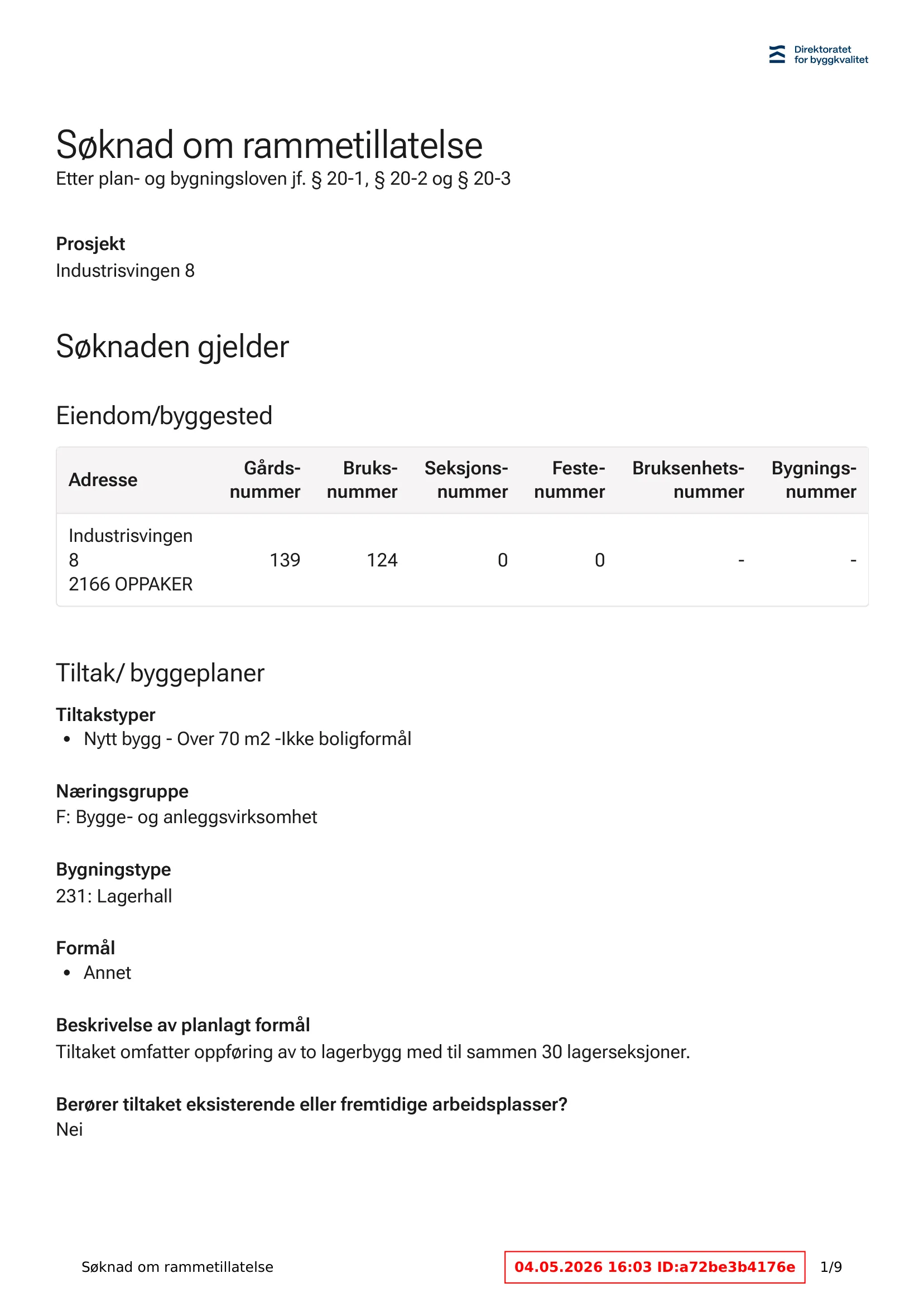 Søknad om rammetillatelse