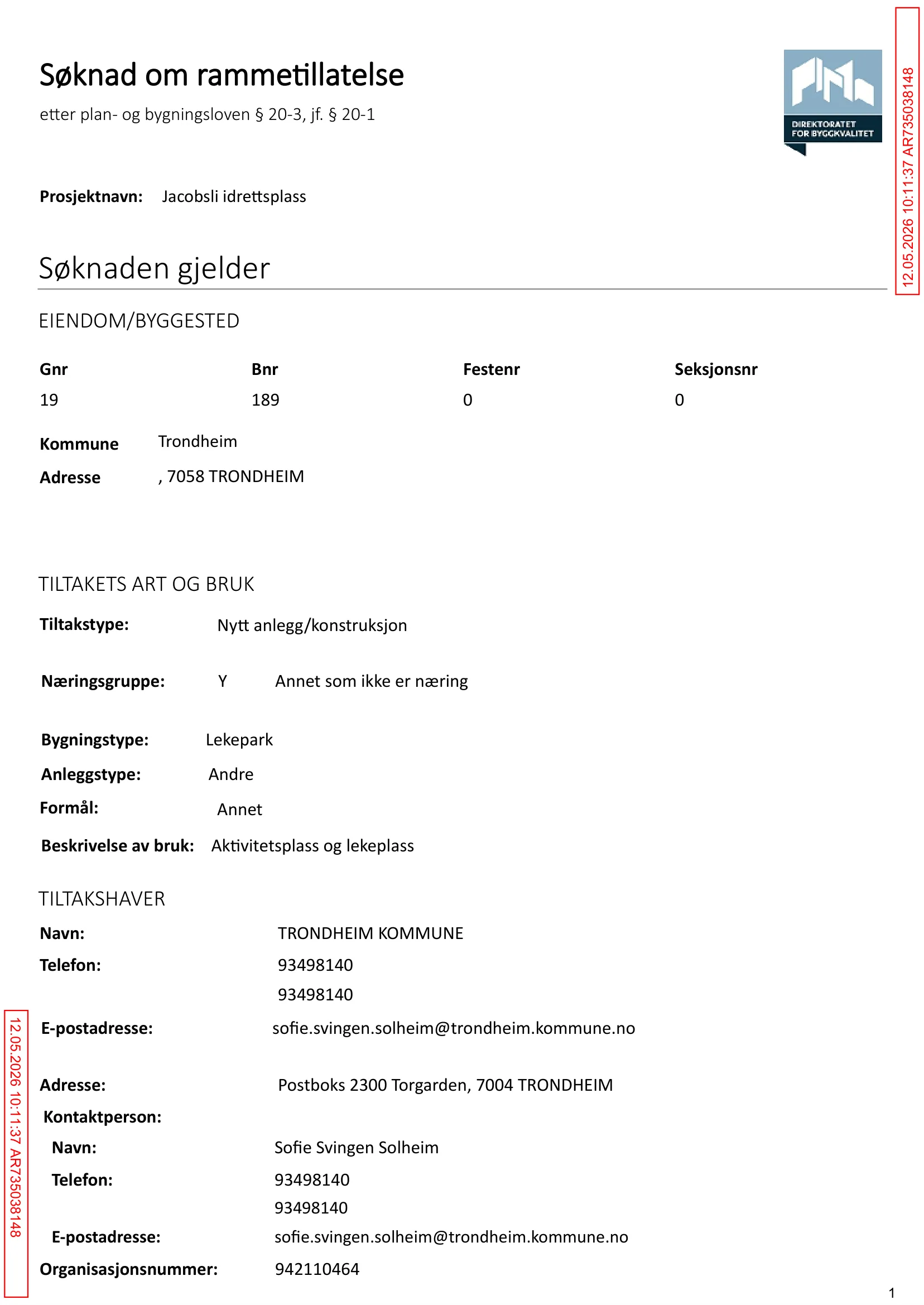 Søknad om rammetillatelse