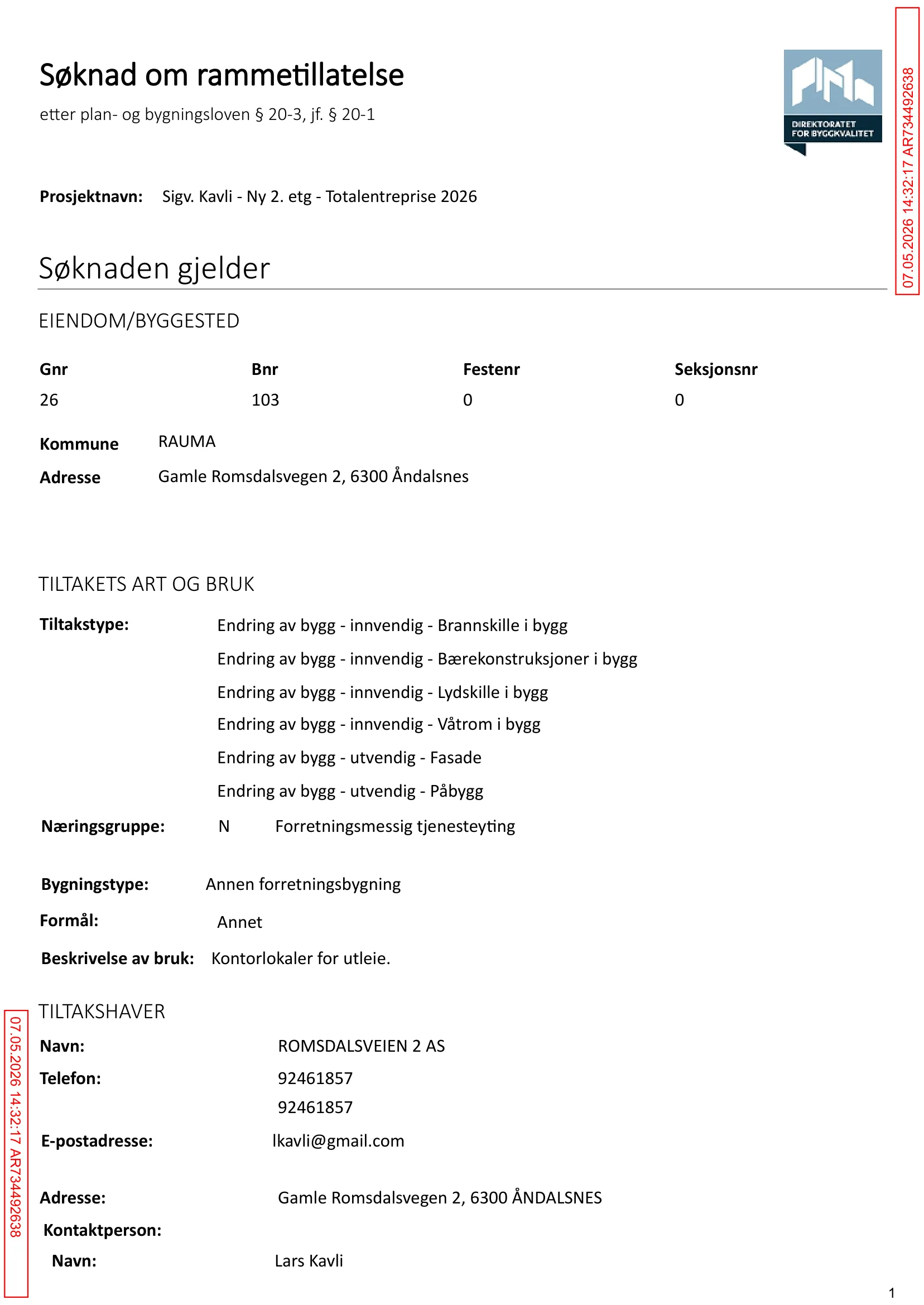 Søknad om rammetillatelse