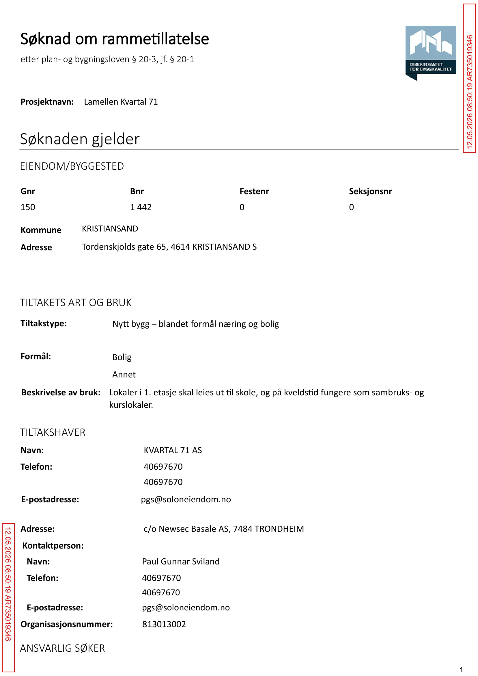 Søknad om rammetillatelse