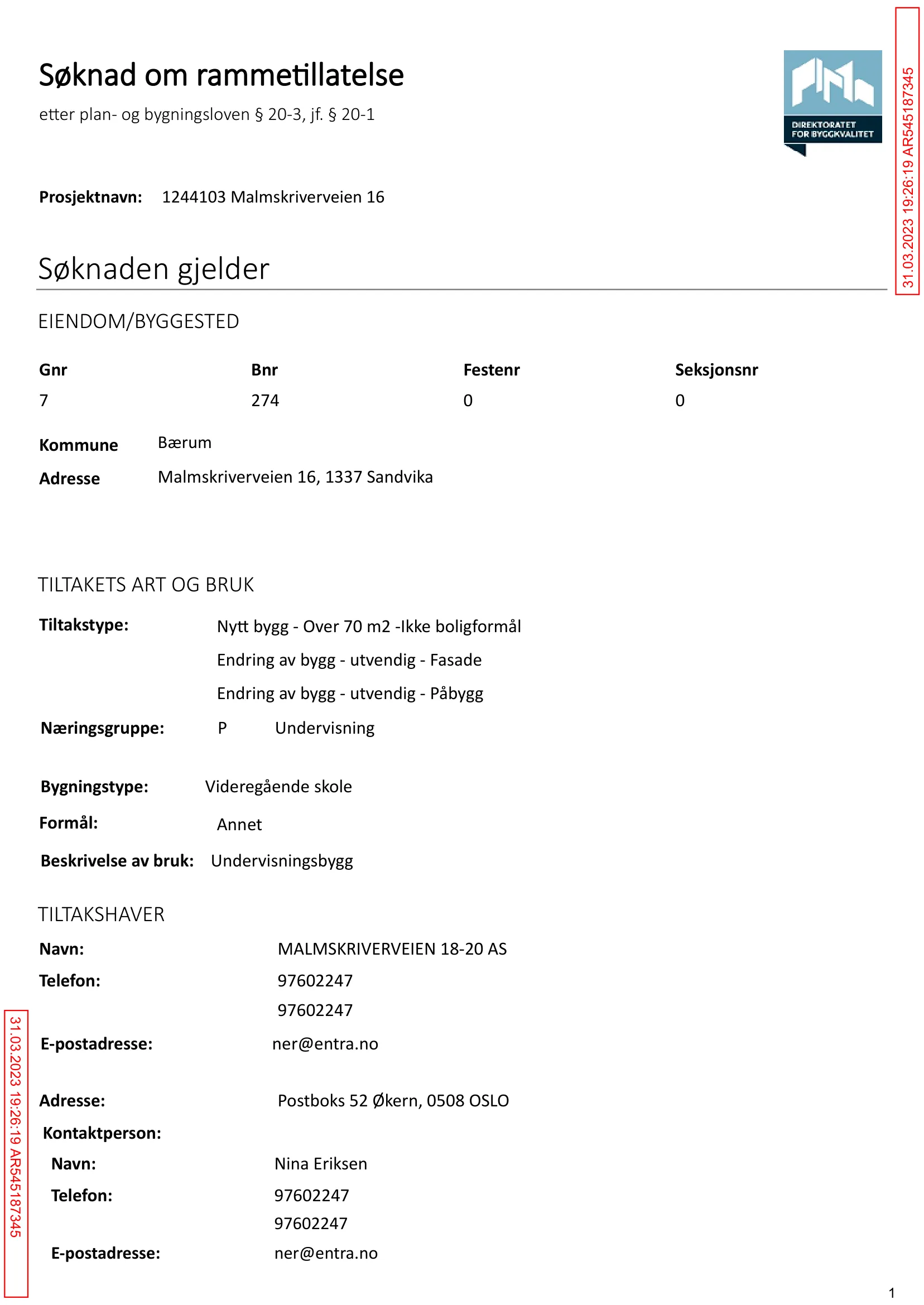 Søknad om rammetillatelse