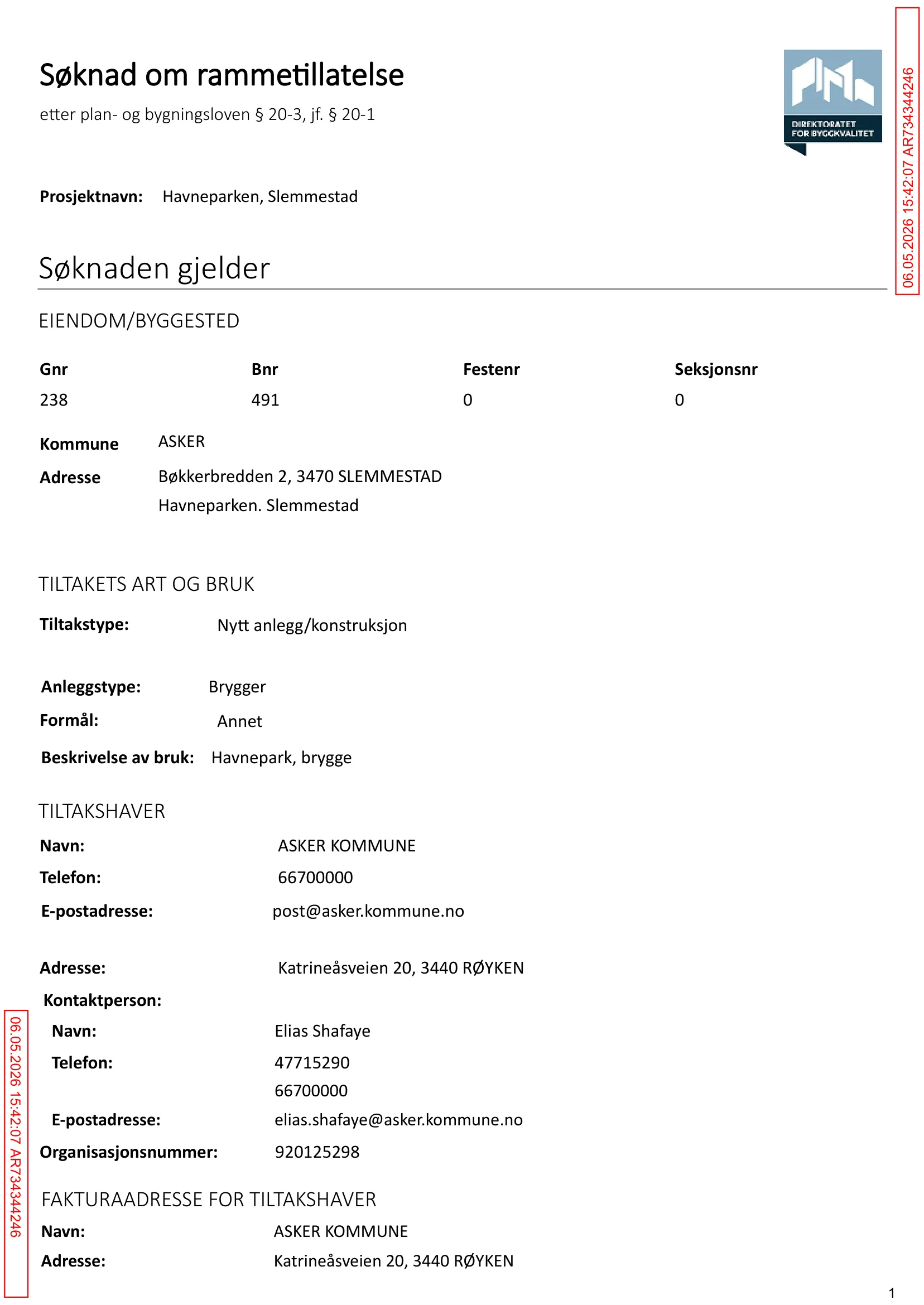Søknad om rammetillatelse