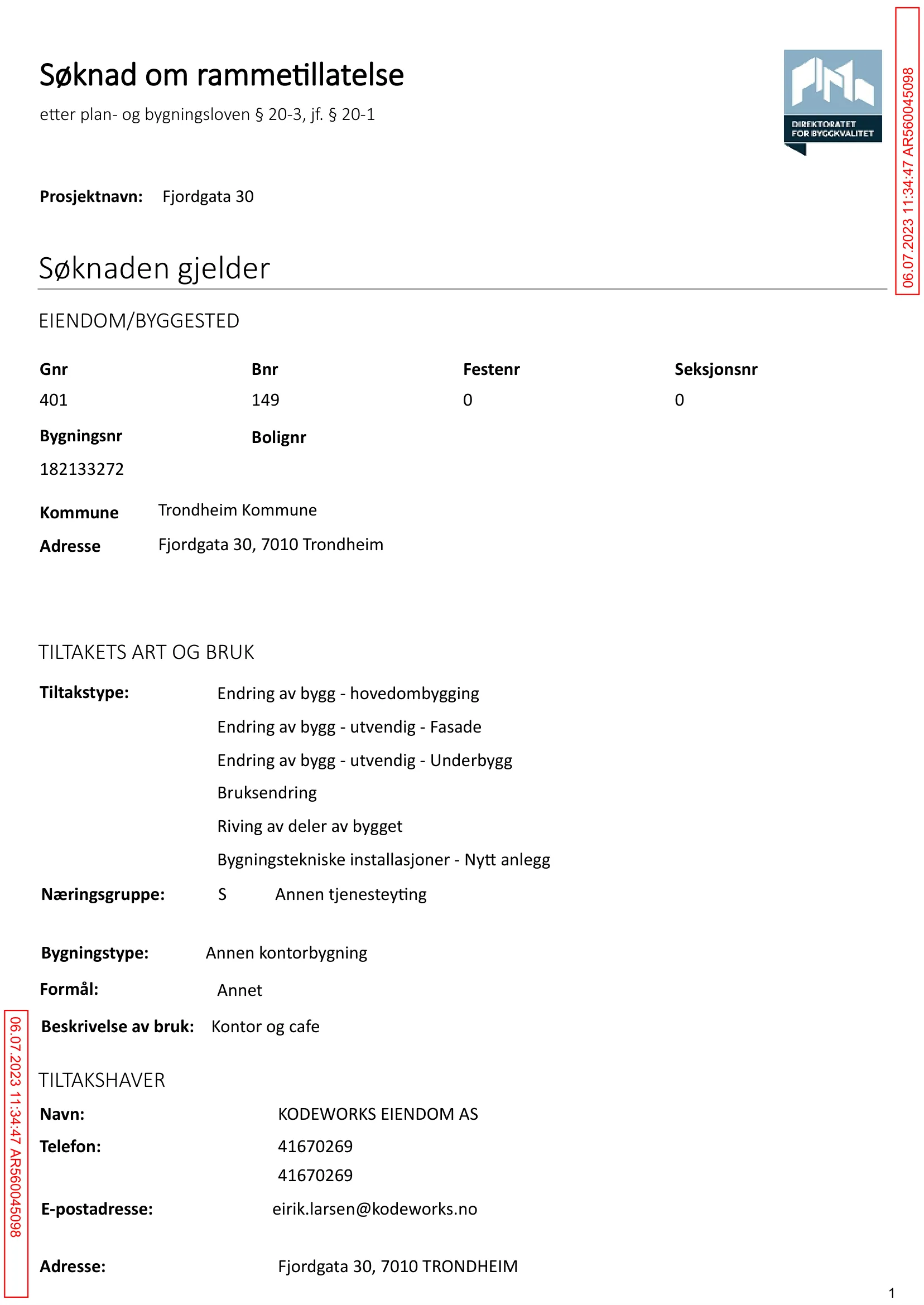 Søknad om rammetillatelse