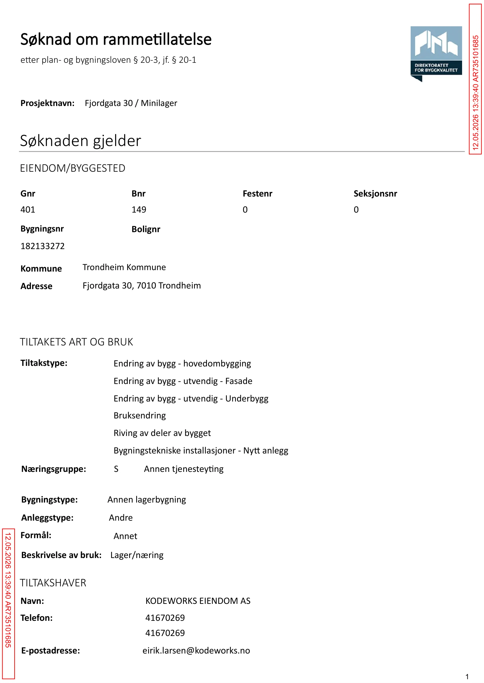 Søknad om rammetillatelse