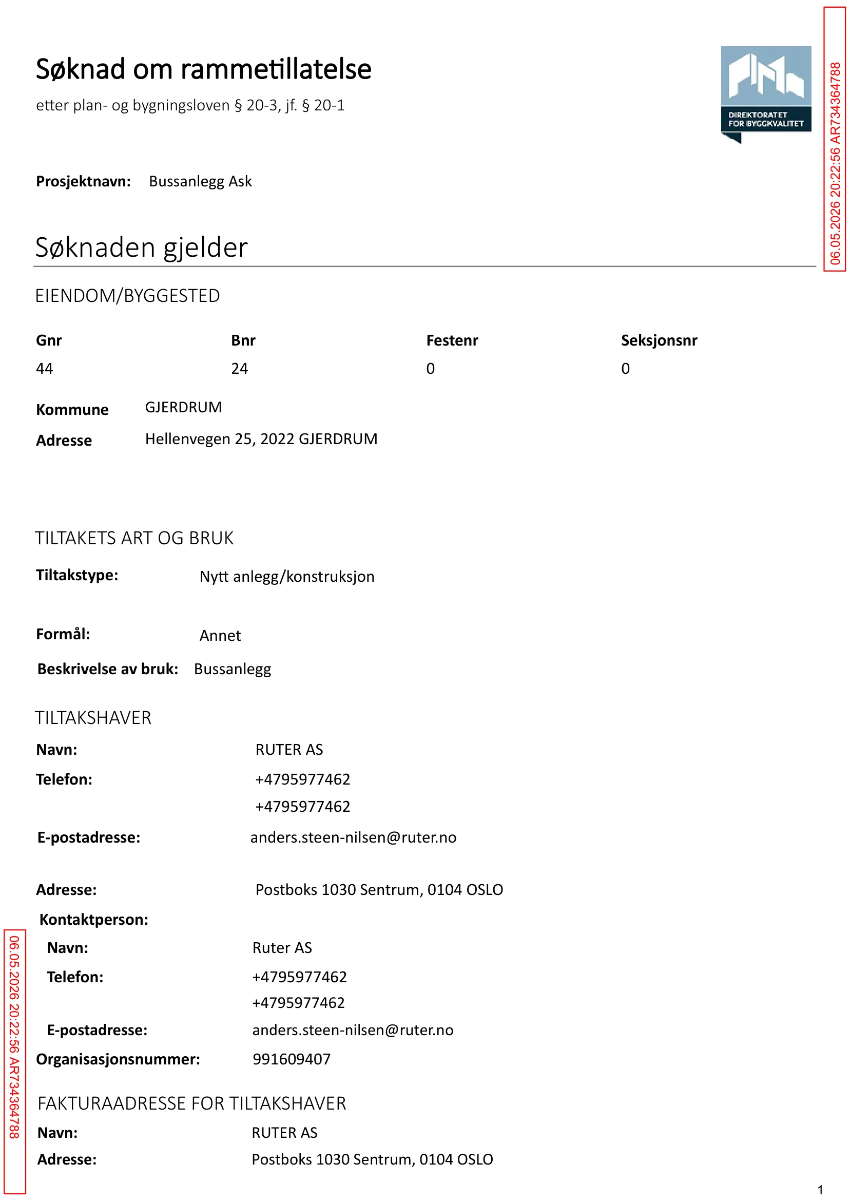 Søknad om rammetillatelse