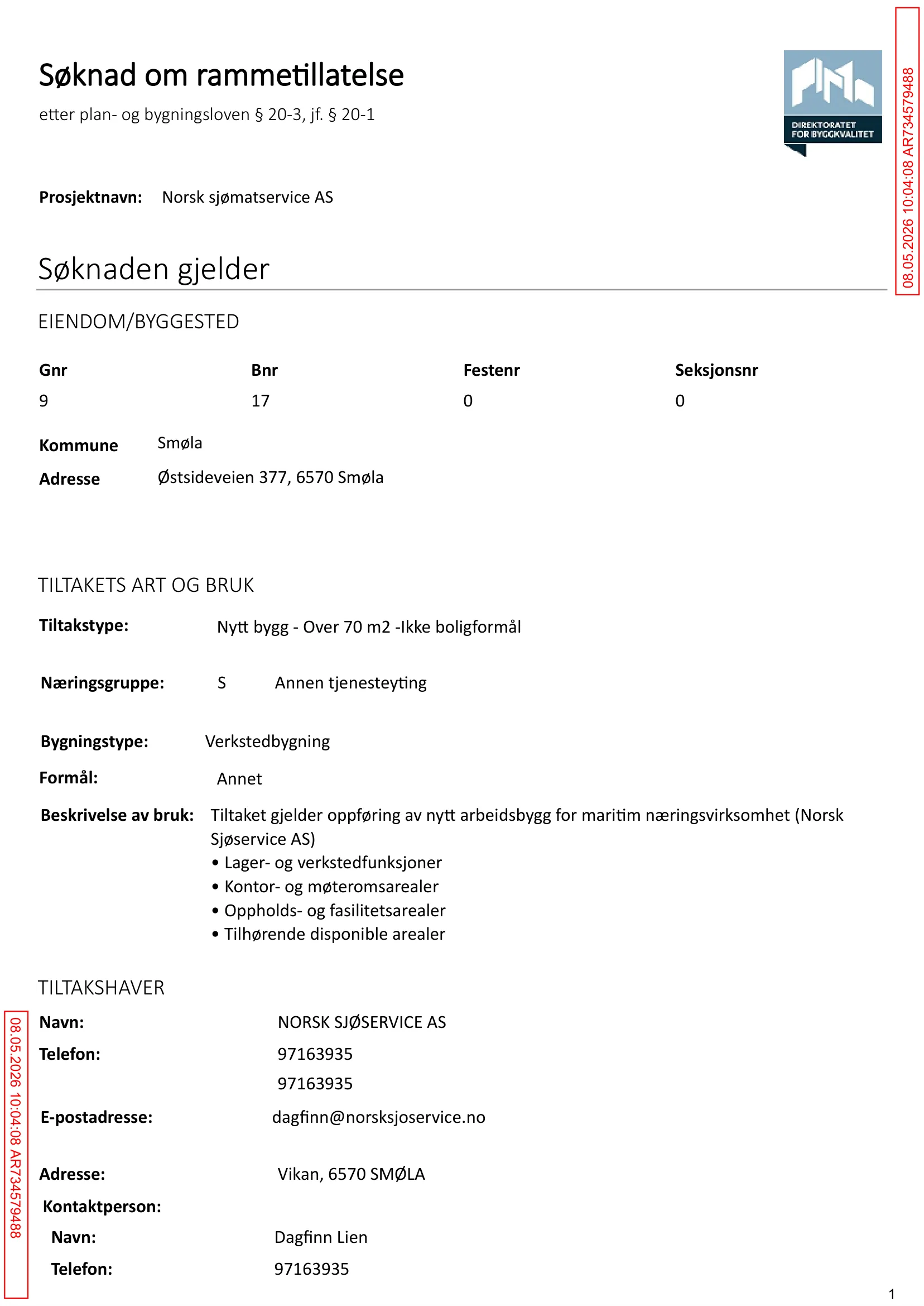 Søknad om rammetillatelse