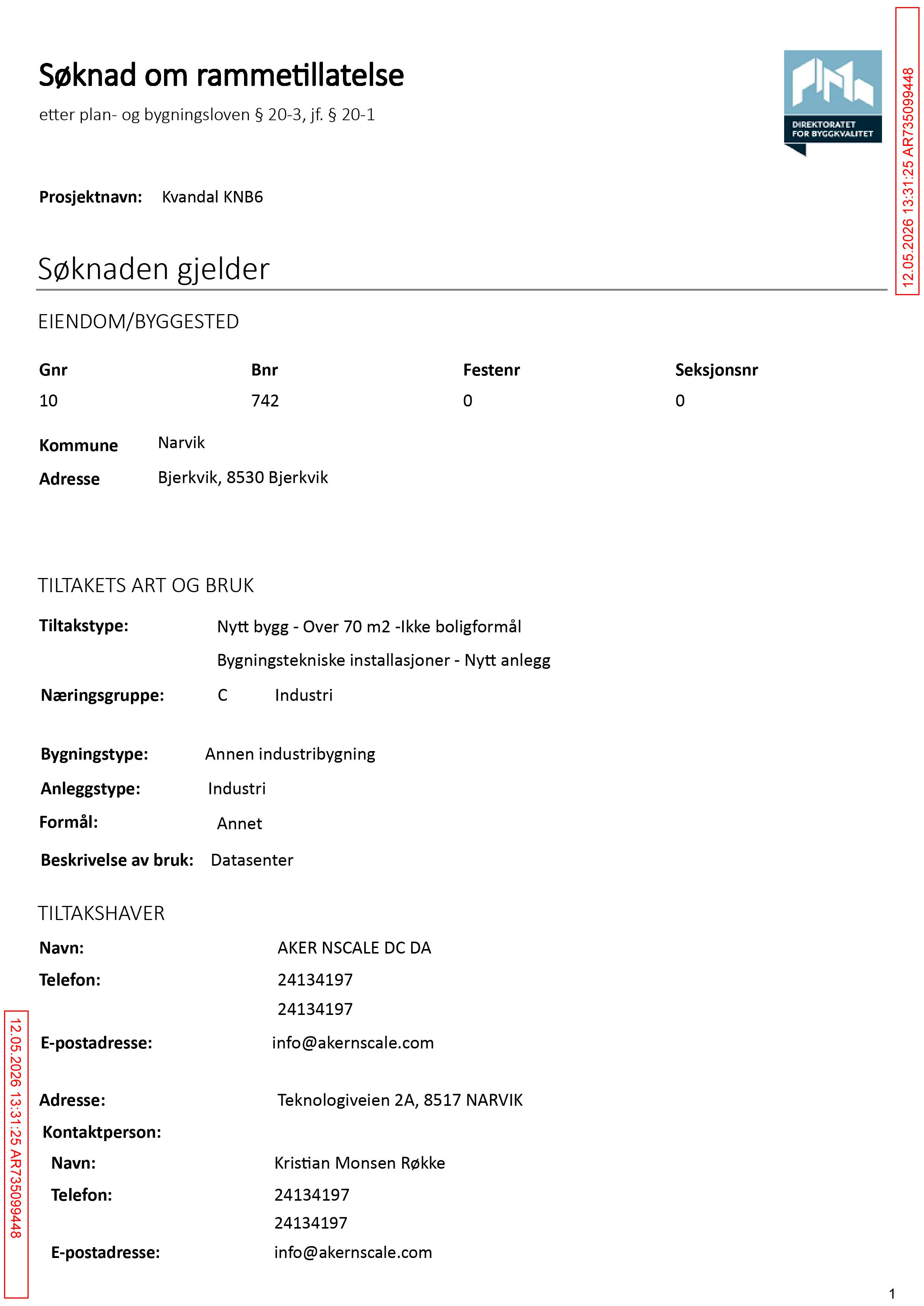 Søknad om rammetillatelse