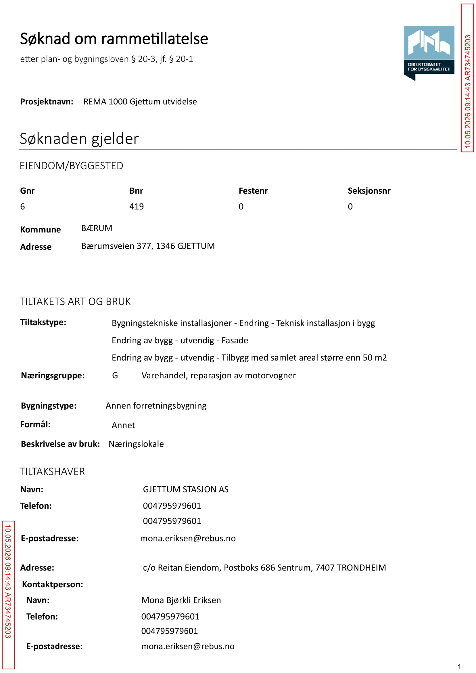 Søknad om rammetillatelse